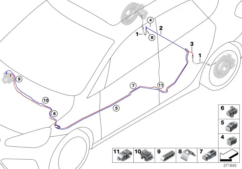 Rear brake pipe diagram