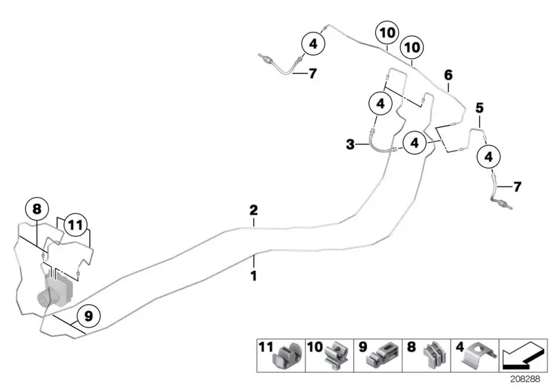 Rear brake pipe diagram