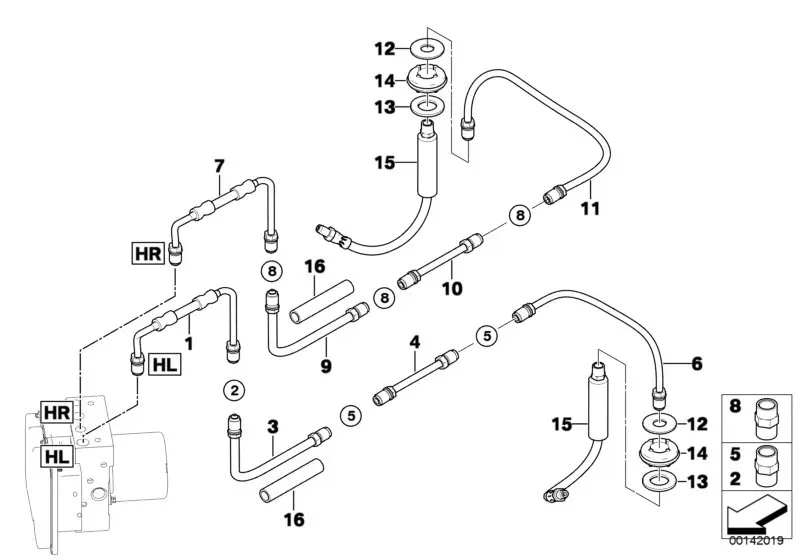 Rear brake pipe diagram