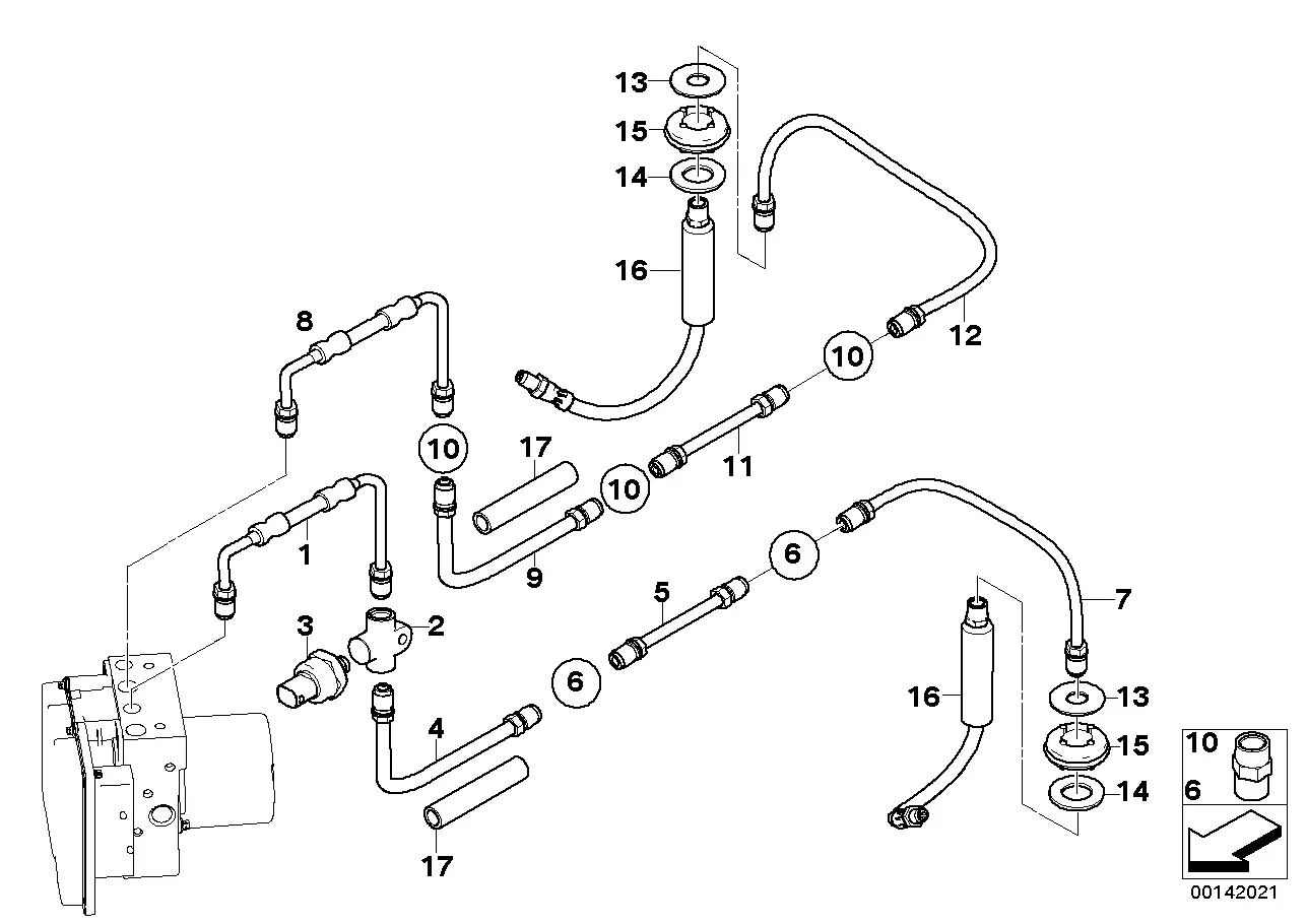 Rear brake pipe diagram