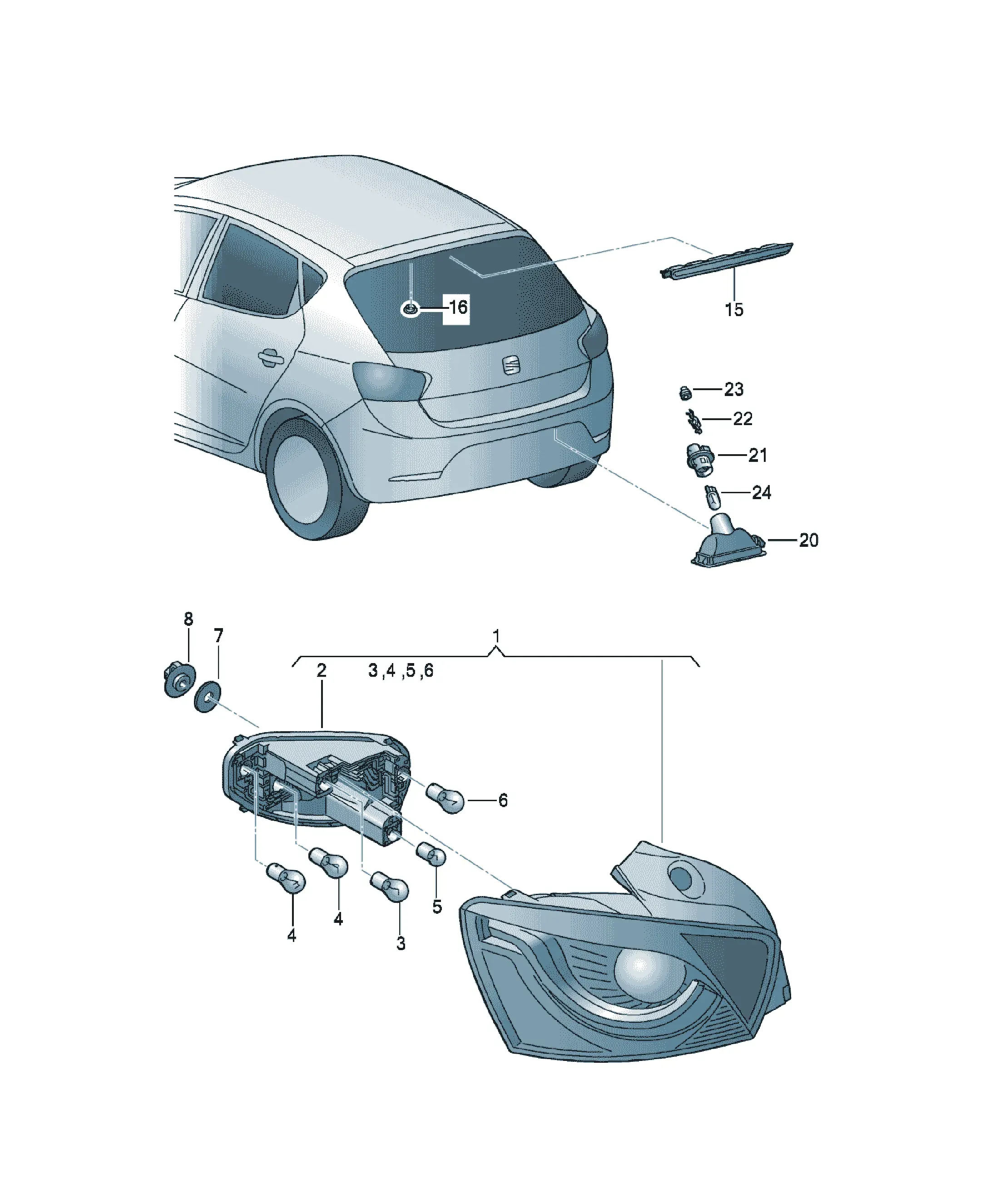 Rear lamp diagram