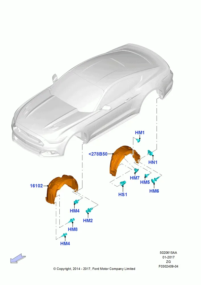 Mud guards and heat shields diagram