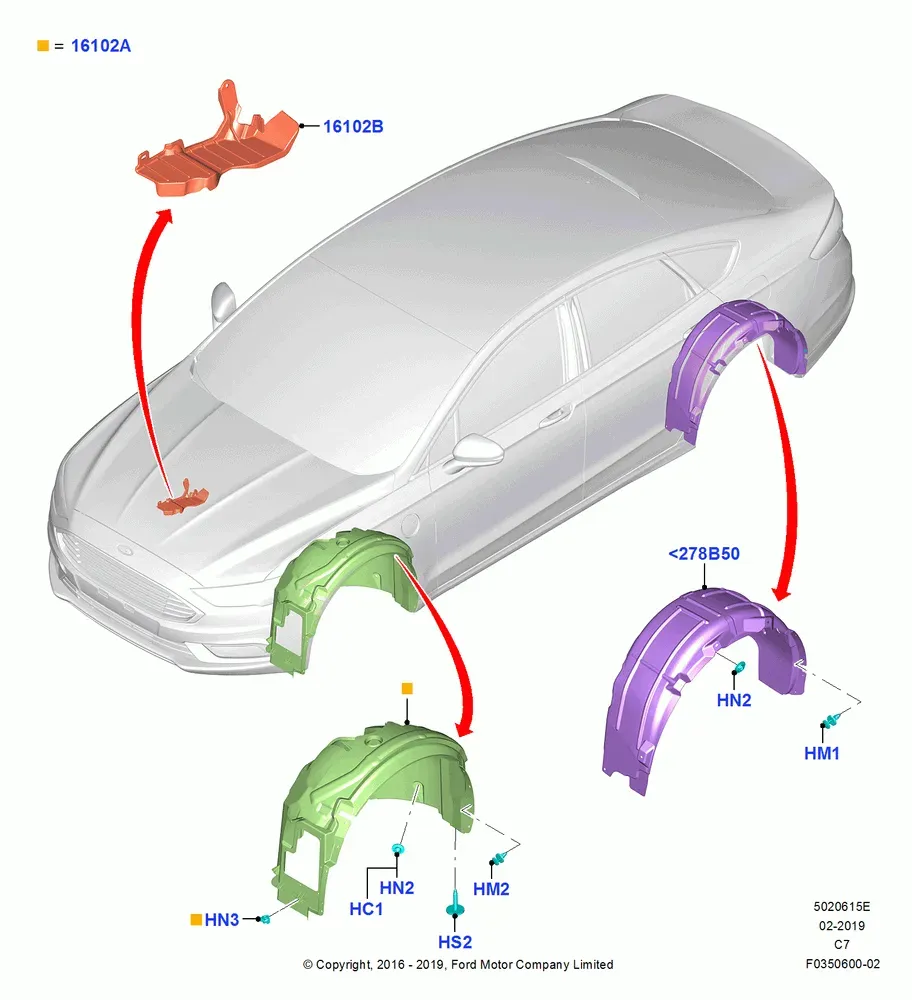 Mud guards and splash shields diagram