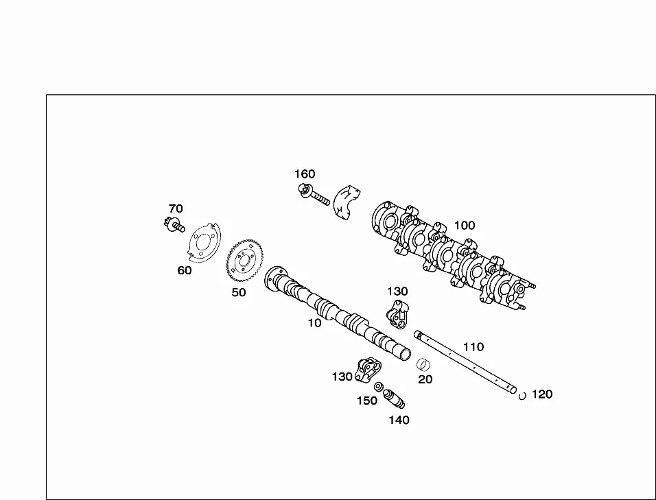 Camshaft and bearing housing diagram