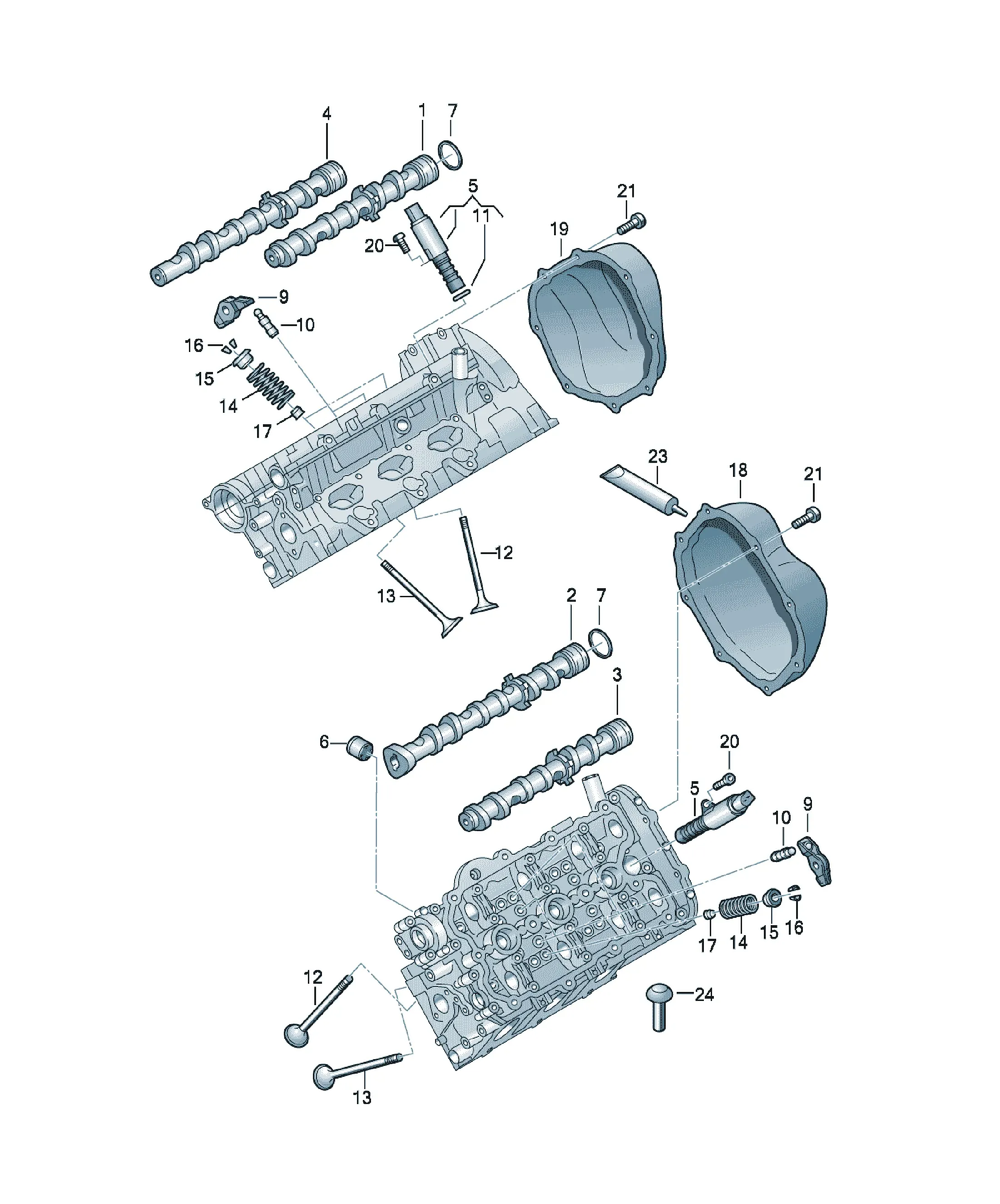 Camshaft and valve train diagram