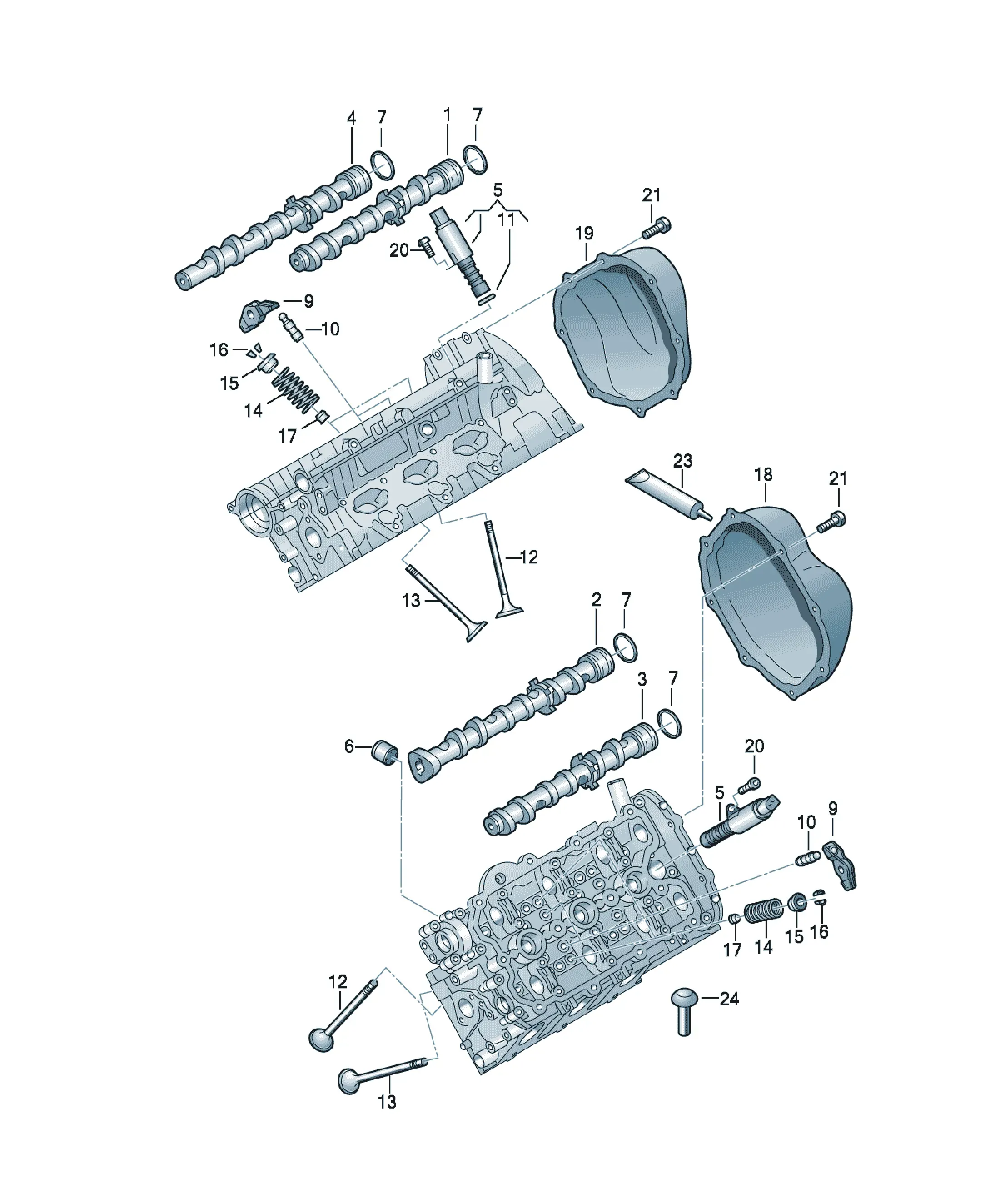 Camshaft and valve train diagram