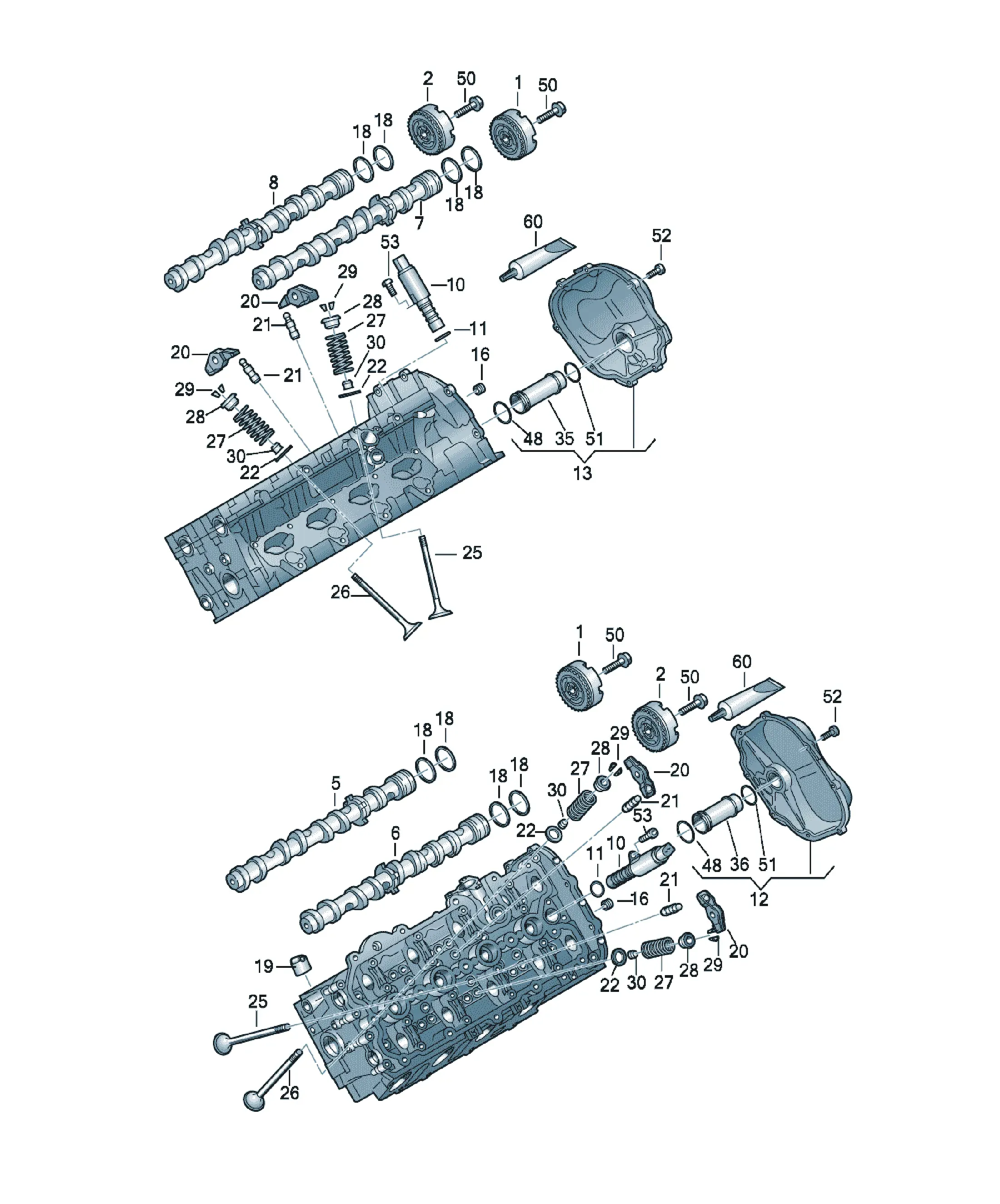 Camshaft and valve train diagram