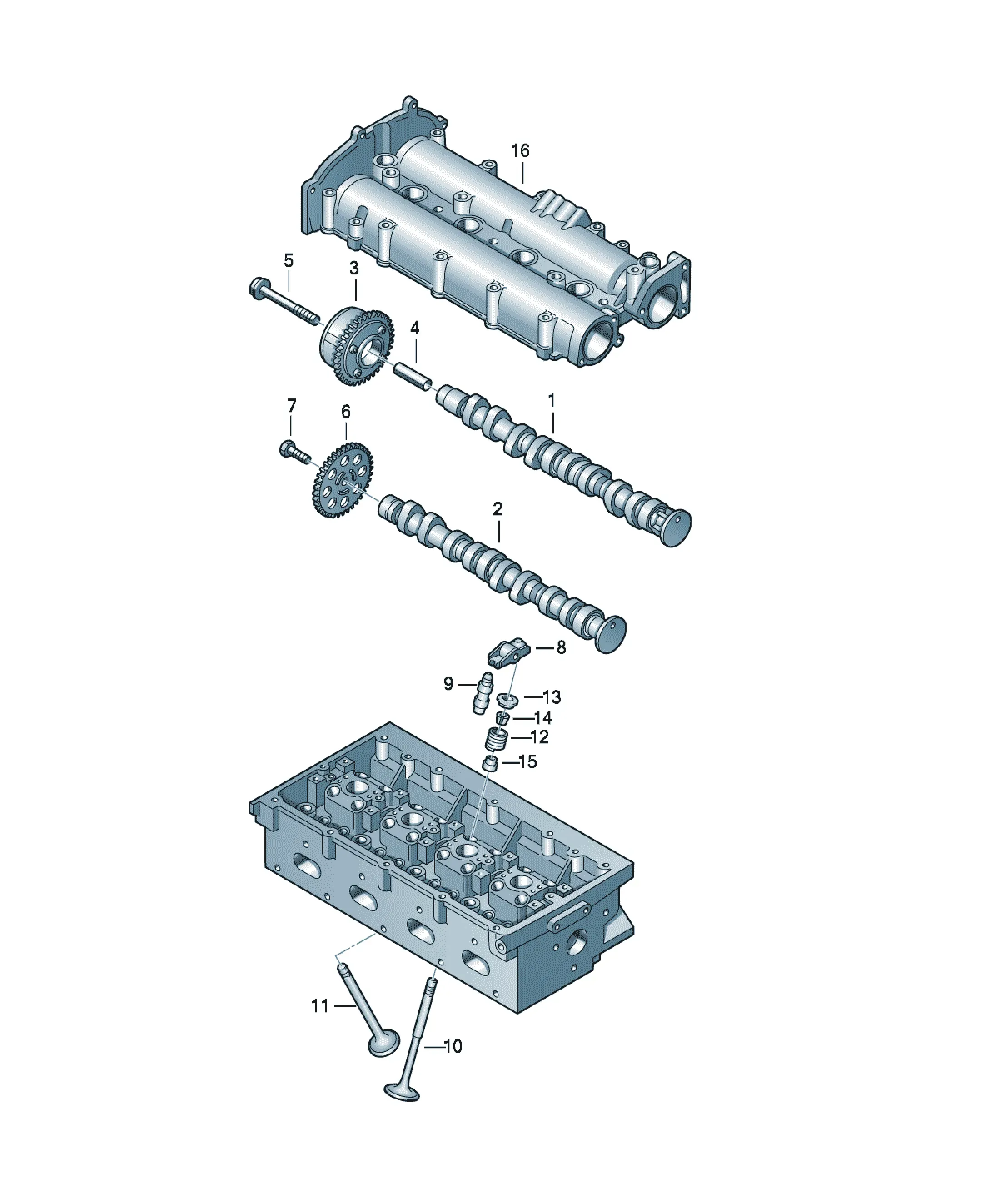 Camshaft and valve train diagram
