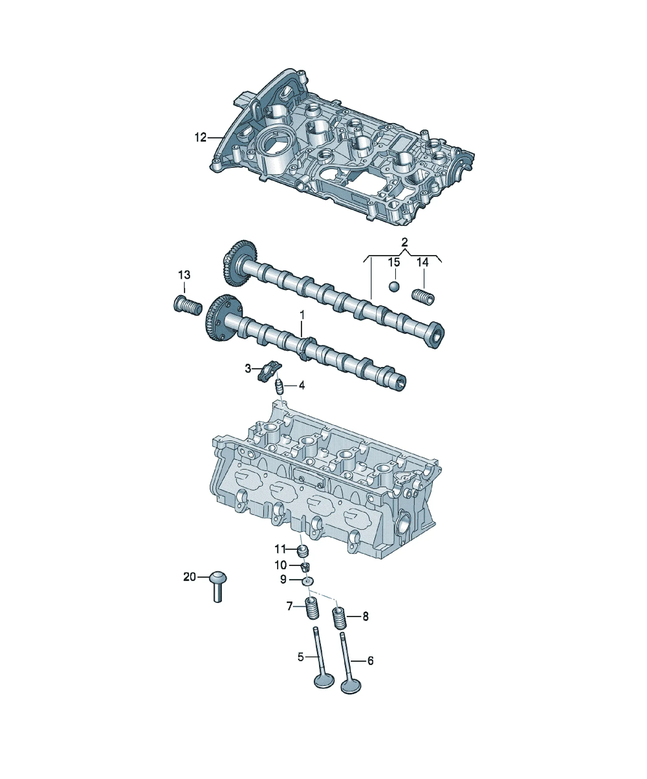 Camshaft and valve train diagram