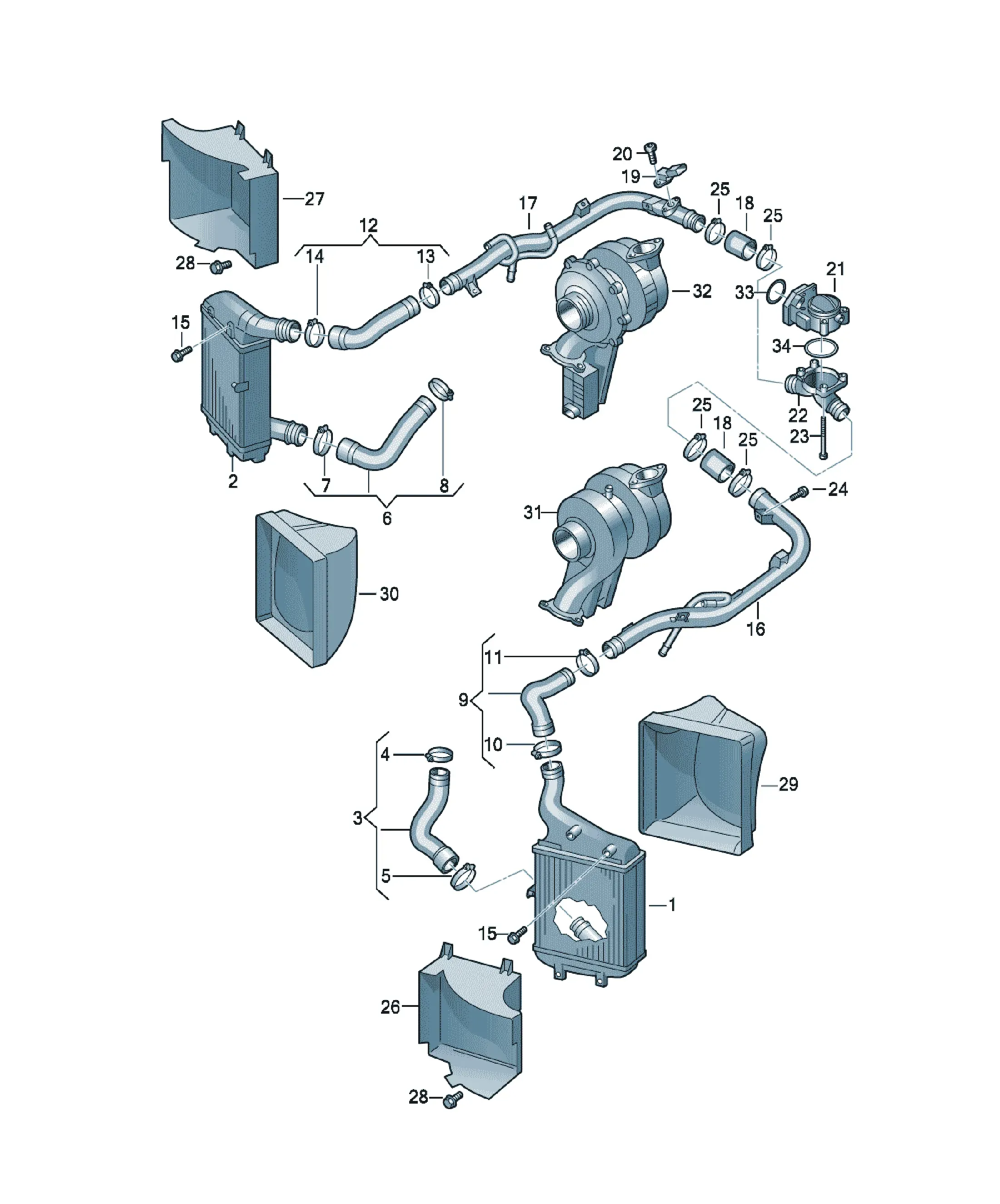 Charge air cooling system diagram