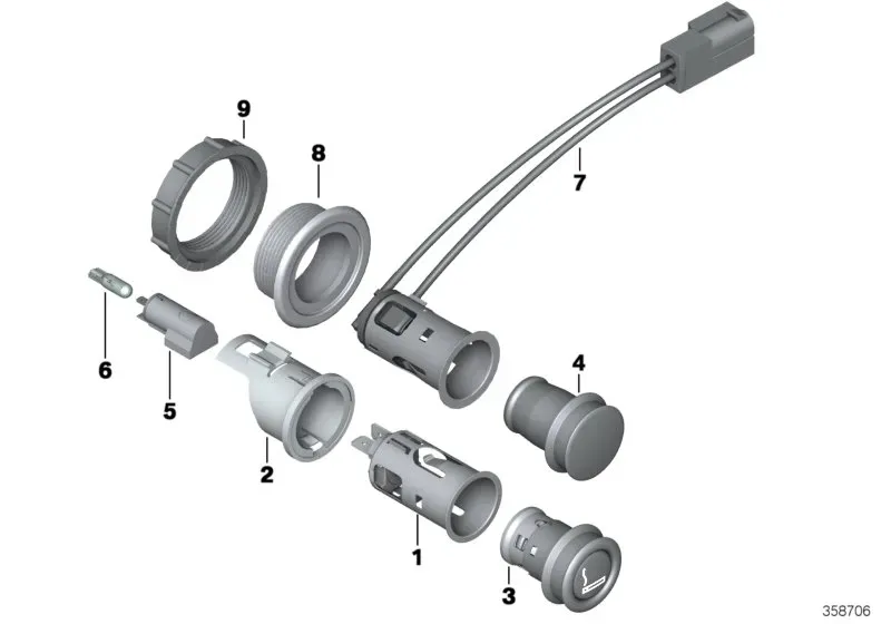 Cigarette lighter and power sockets diagram