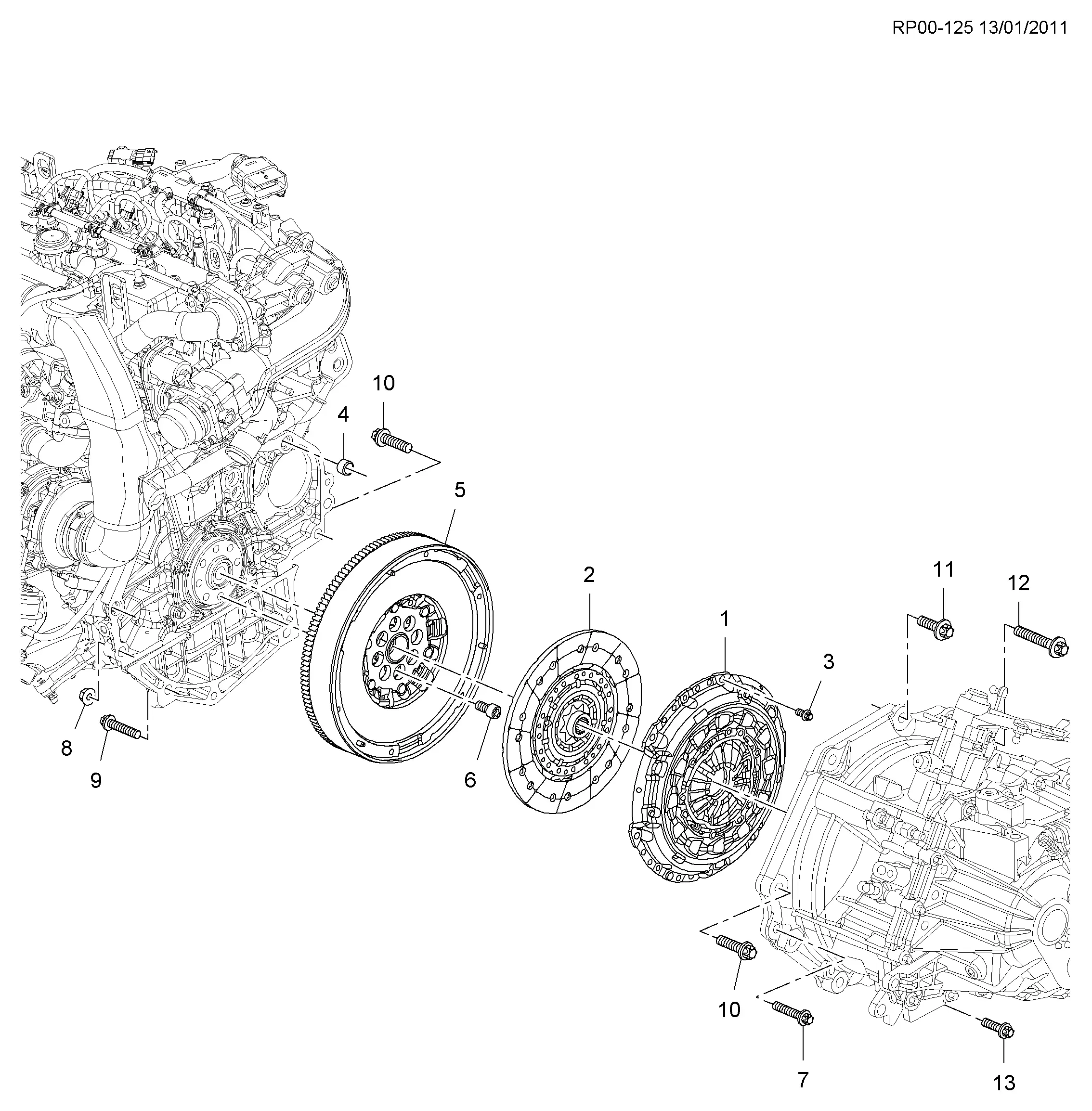 Clutch and flywheel diagram
