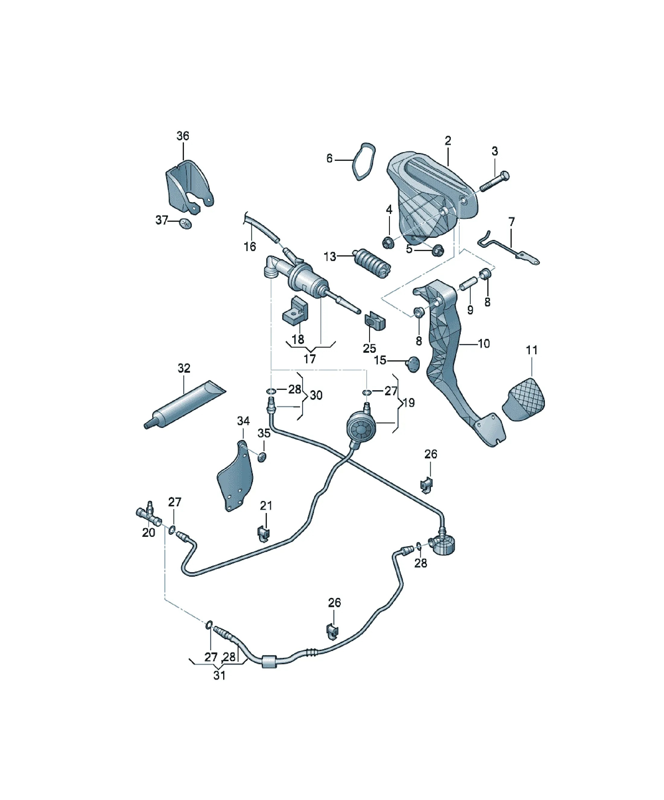 Clutch pedal diagram