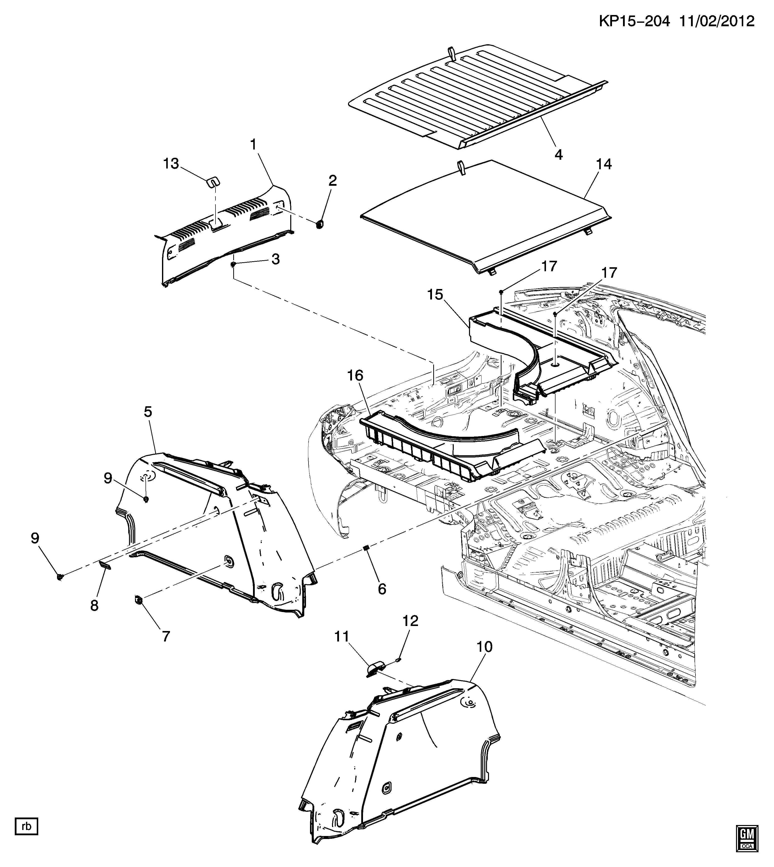 Rear compartment trim diagram