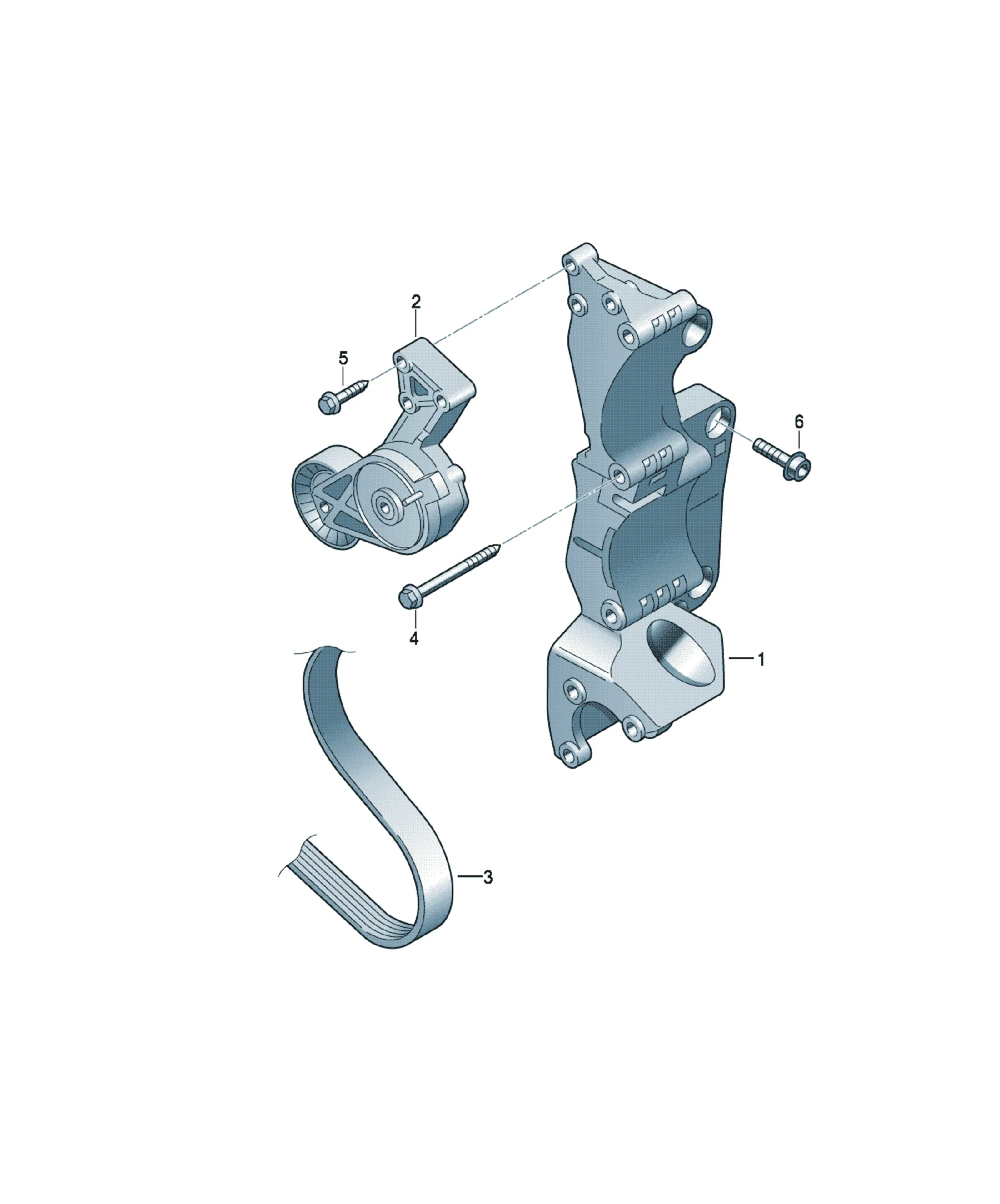 Alternator bracket and drive diagram