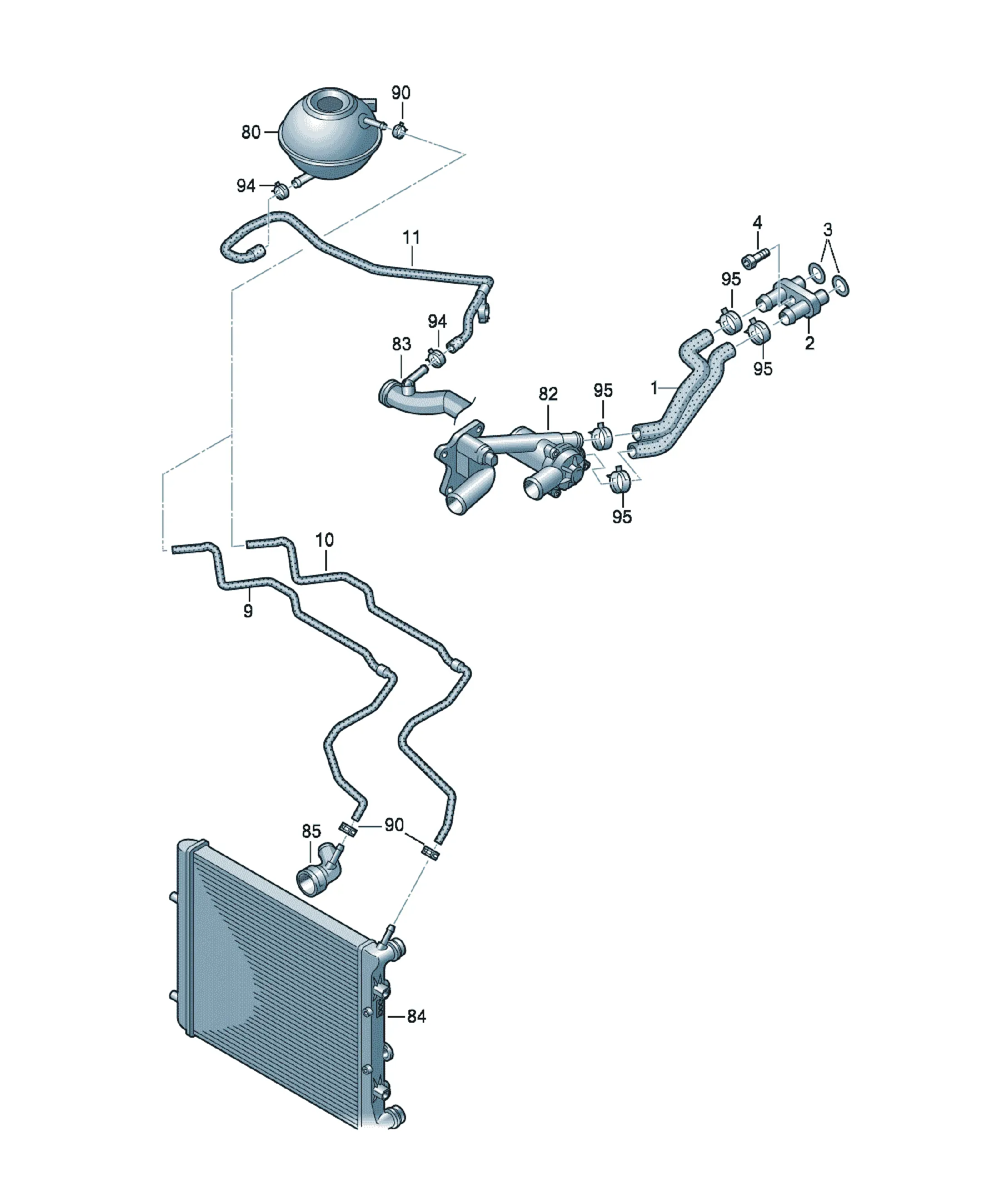 Cooling system pipes diagram