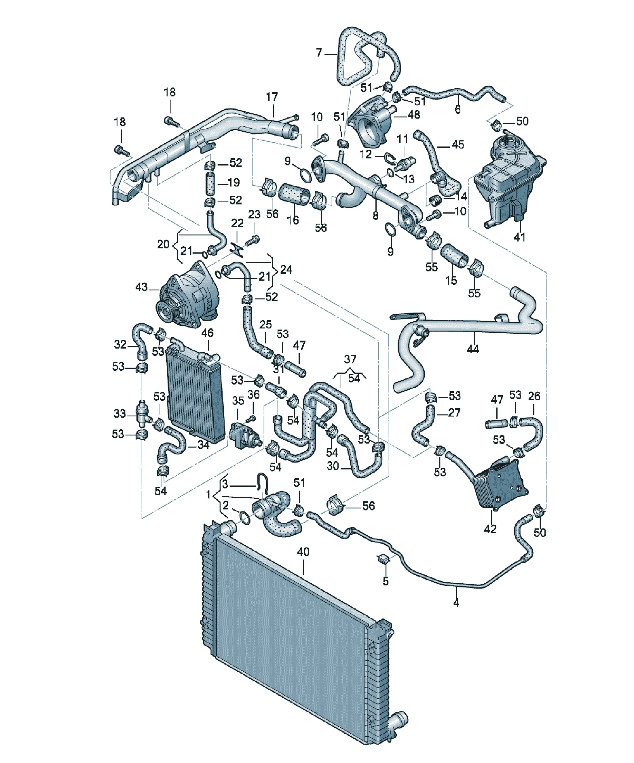 Cooling system thermostat diagram
