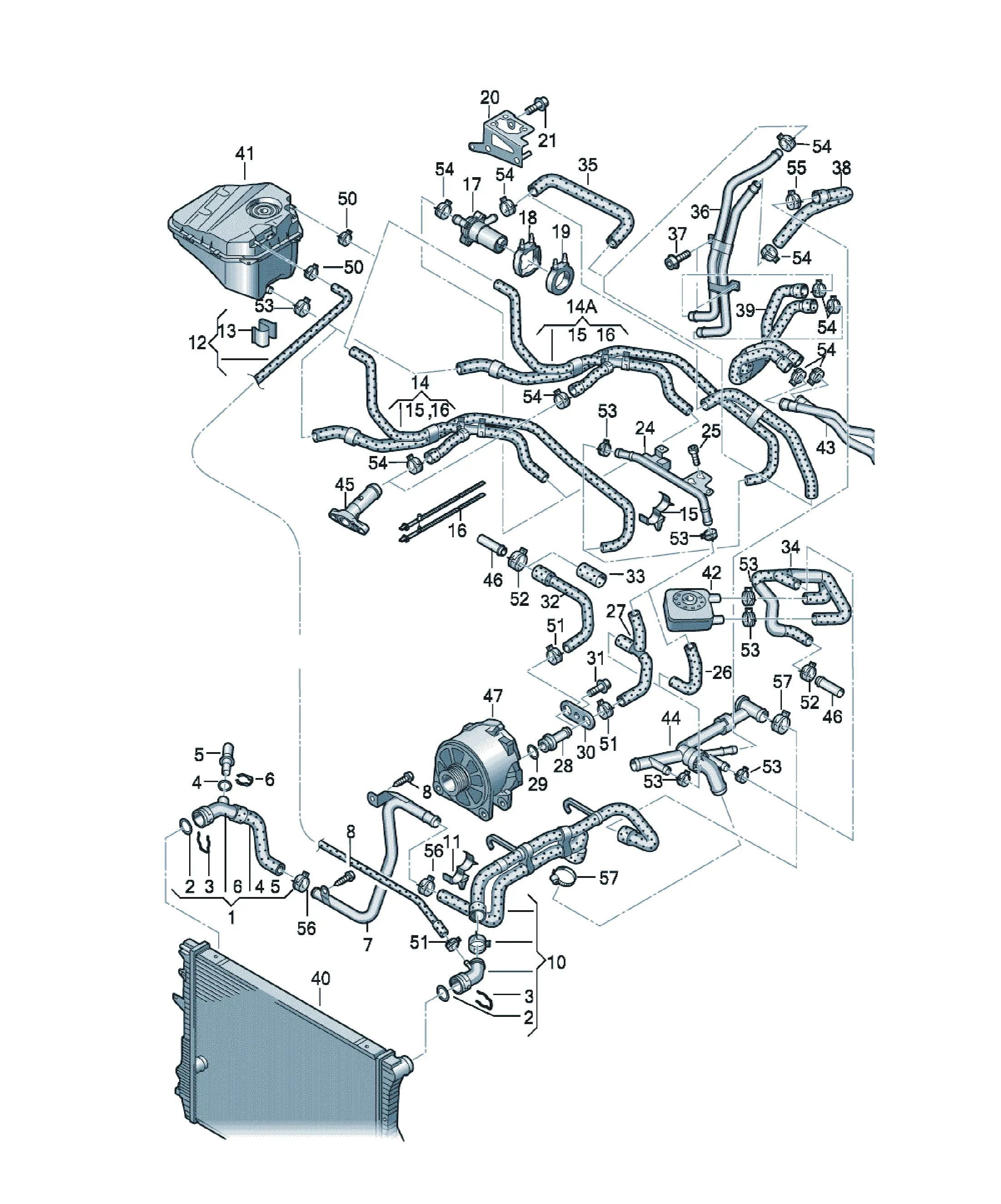 Additional cooling system pump diagram