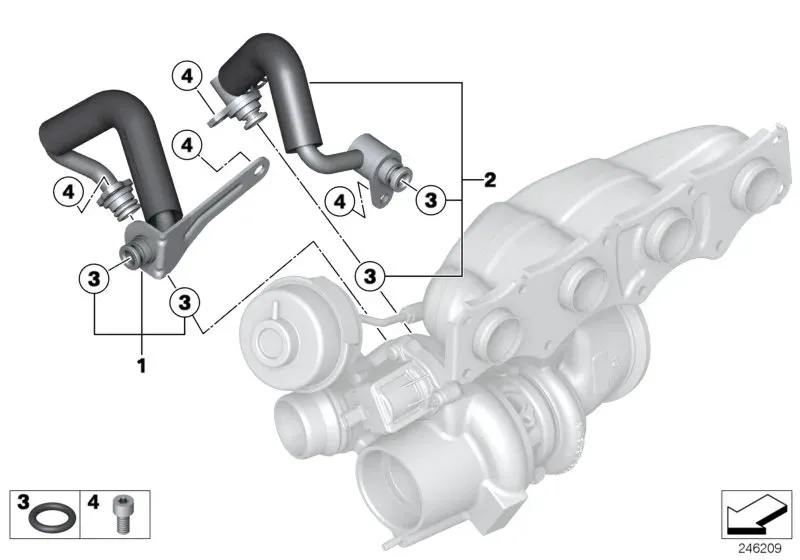 Turbocharger cooling system diagram