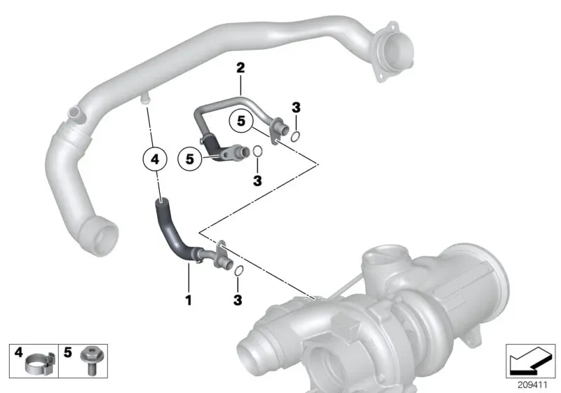 Turbocharger cooling system diagram