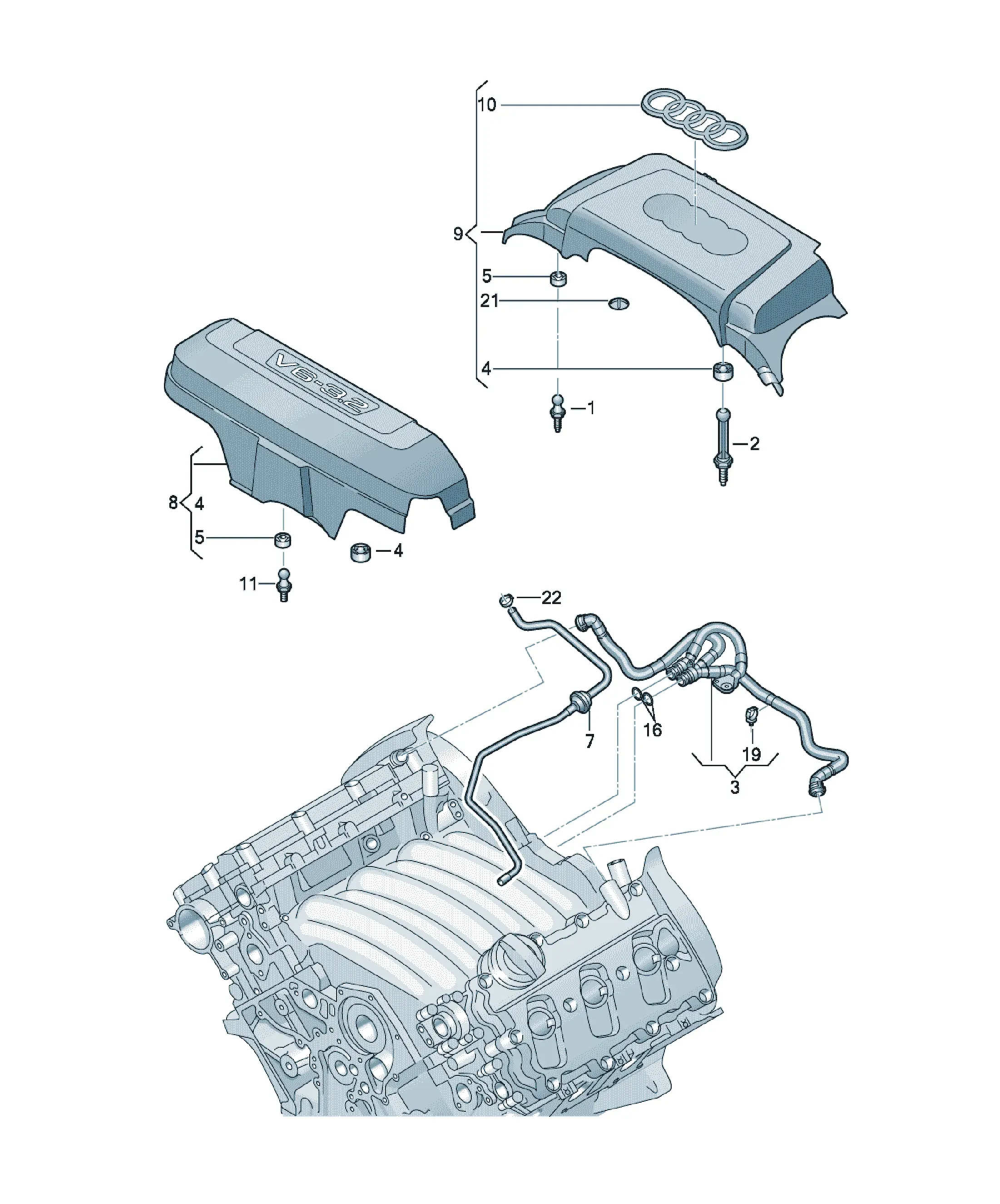 Engine decorative cover diagram