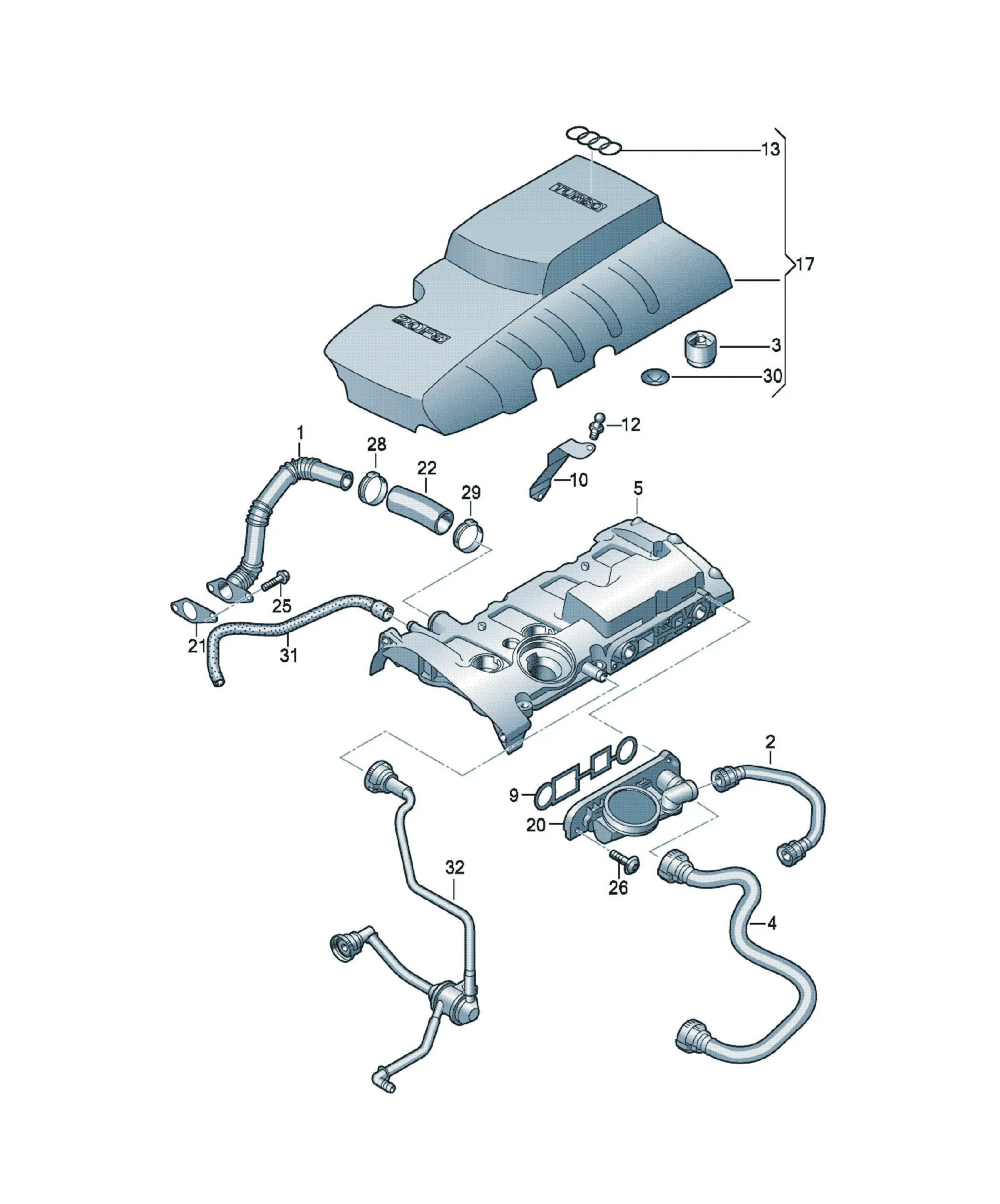 Engine decorative cover diagram