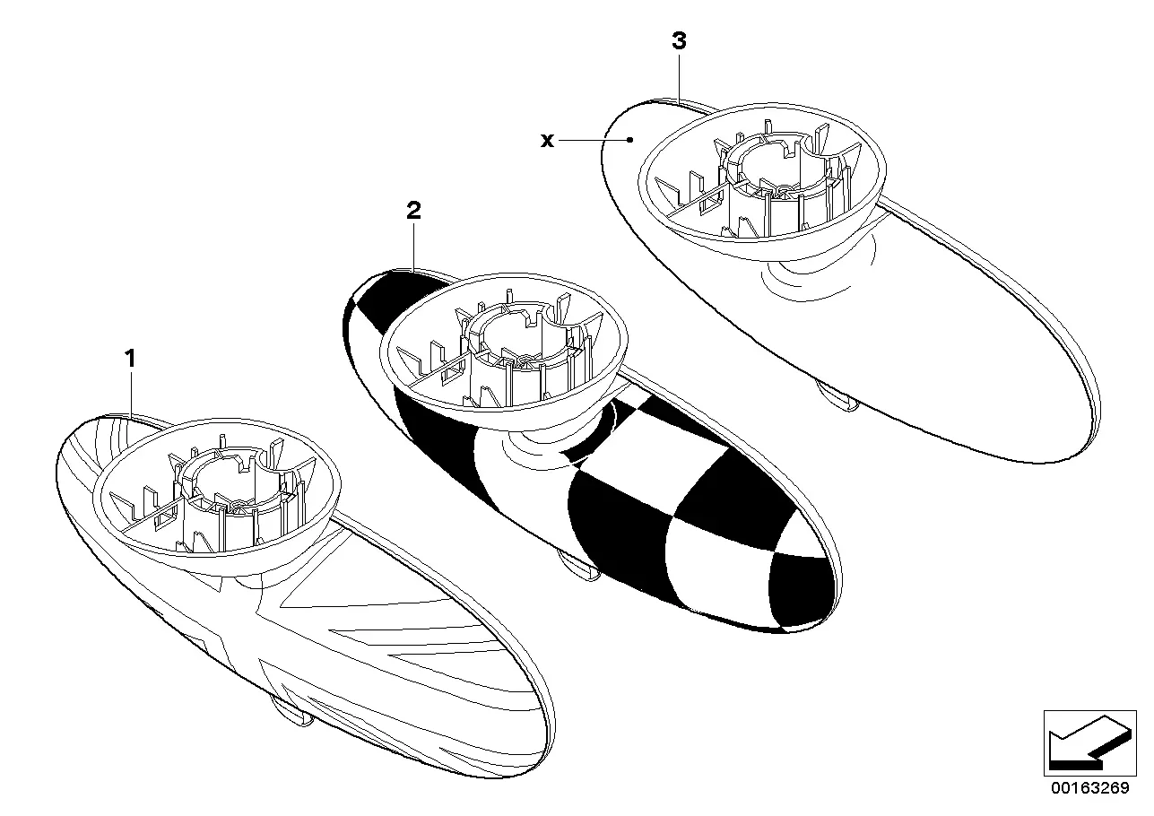 Rear-view mirror cover diagram