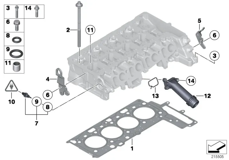 Cylinder head mounting parts diagram