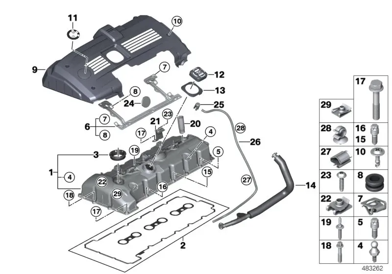 Cylinder head cover diagram