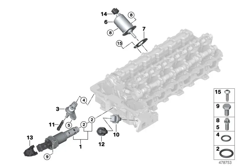 Cylinder head electrical components diagram