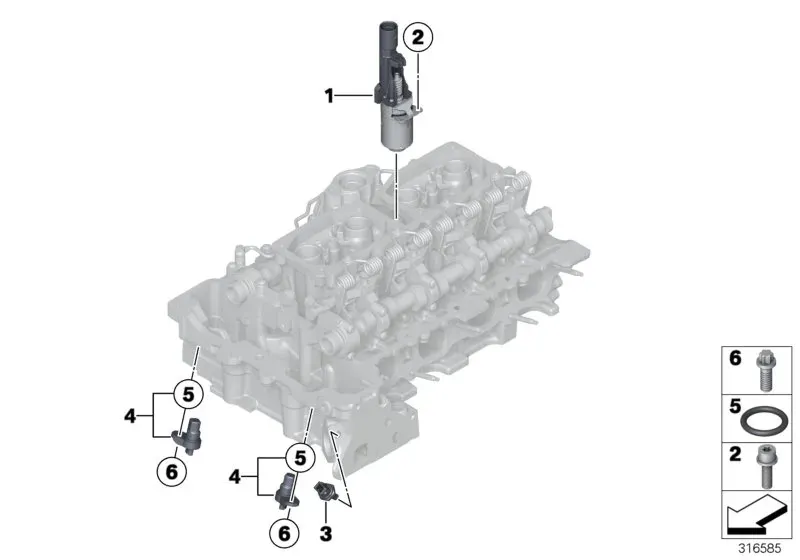 Cylinder head electrical components diagram