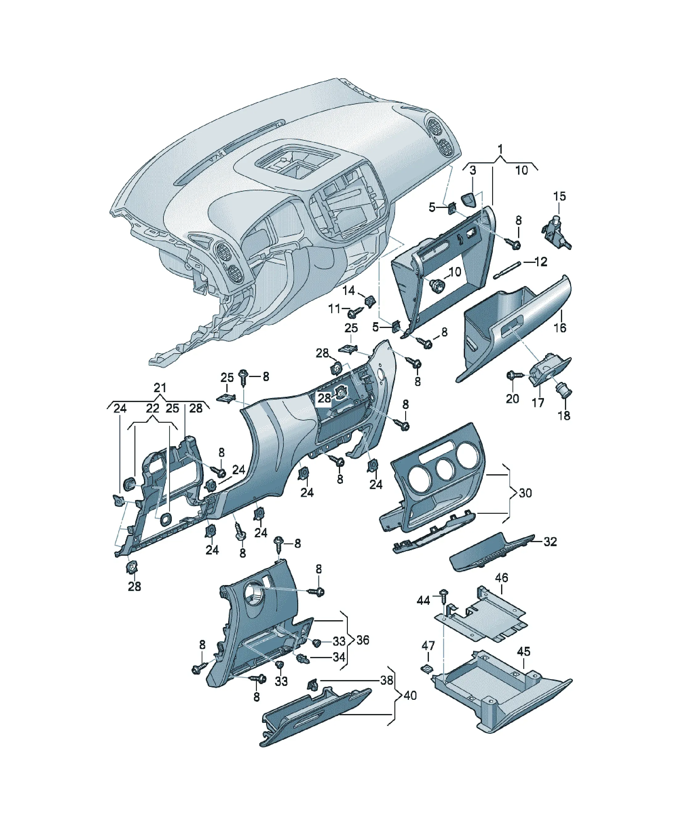 Dashboard trim diagram