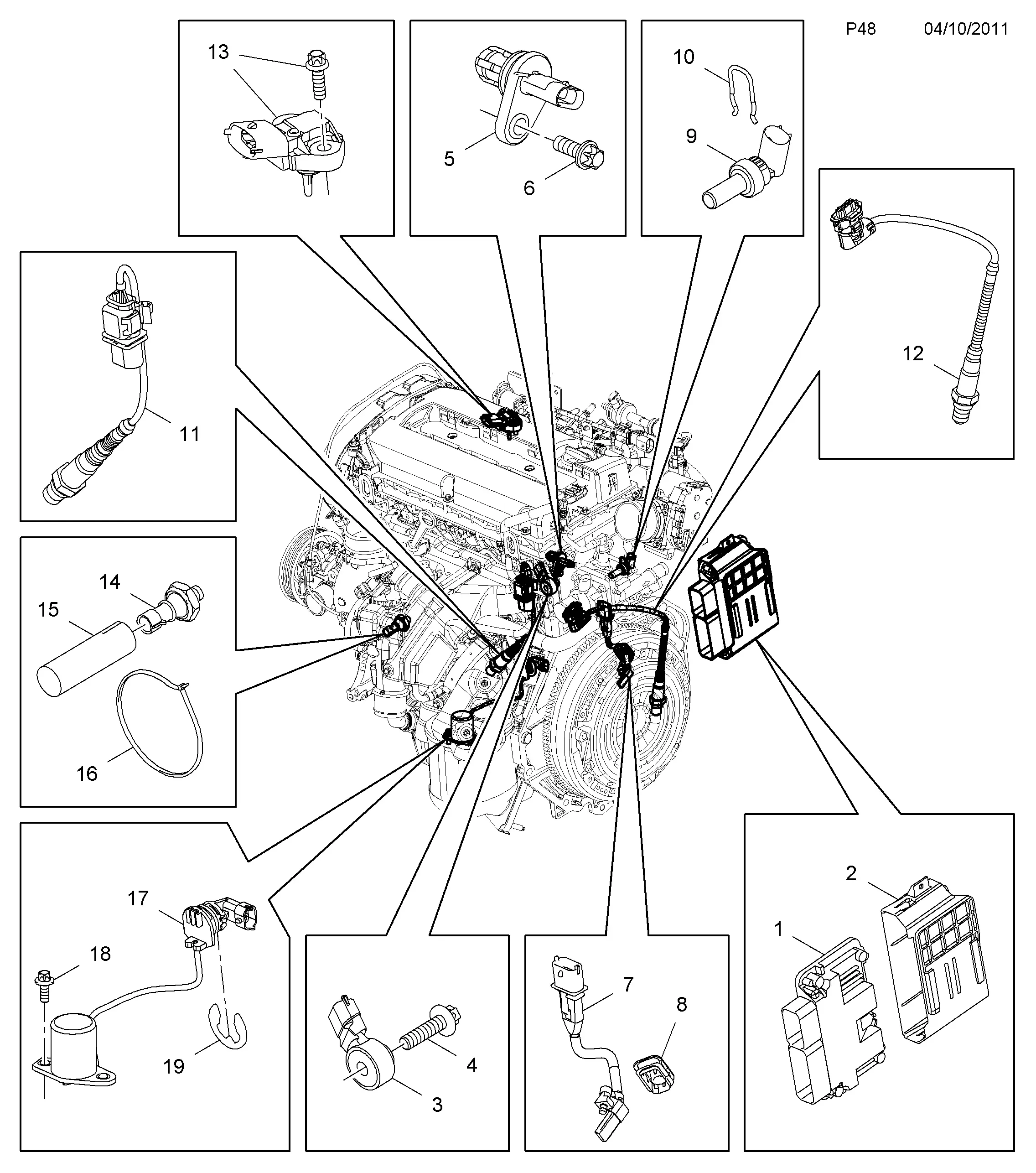 Engine Sensors and Control Unit diagram