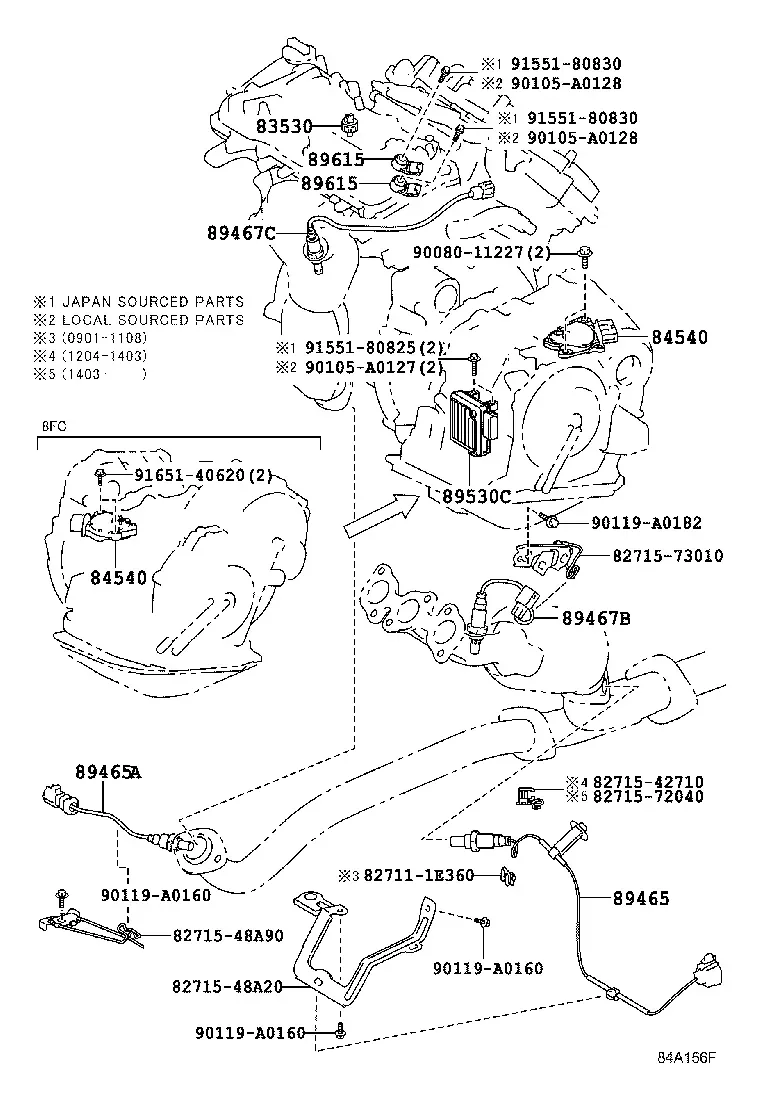 Engine and transmission sensors diagram
