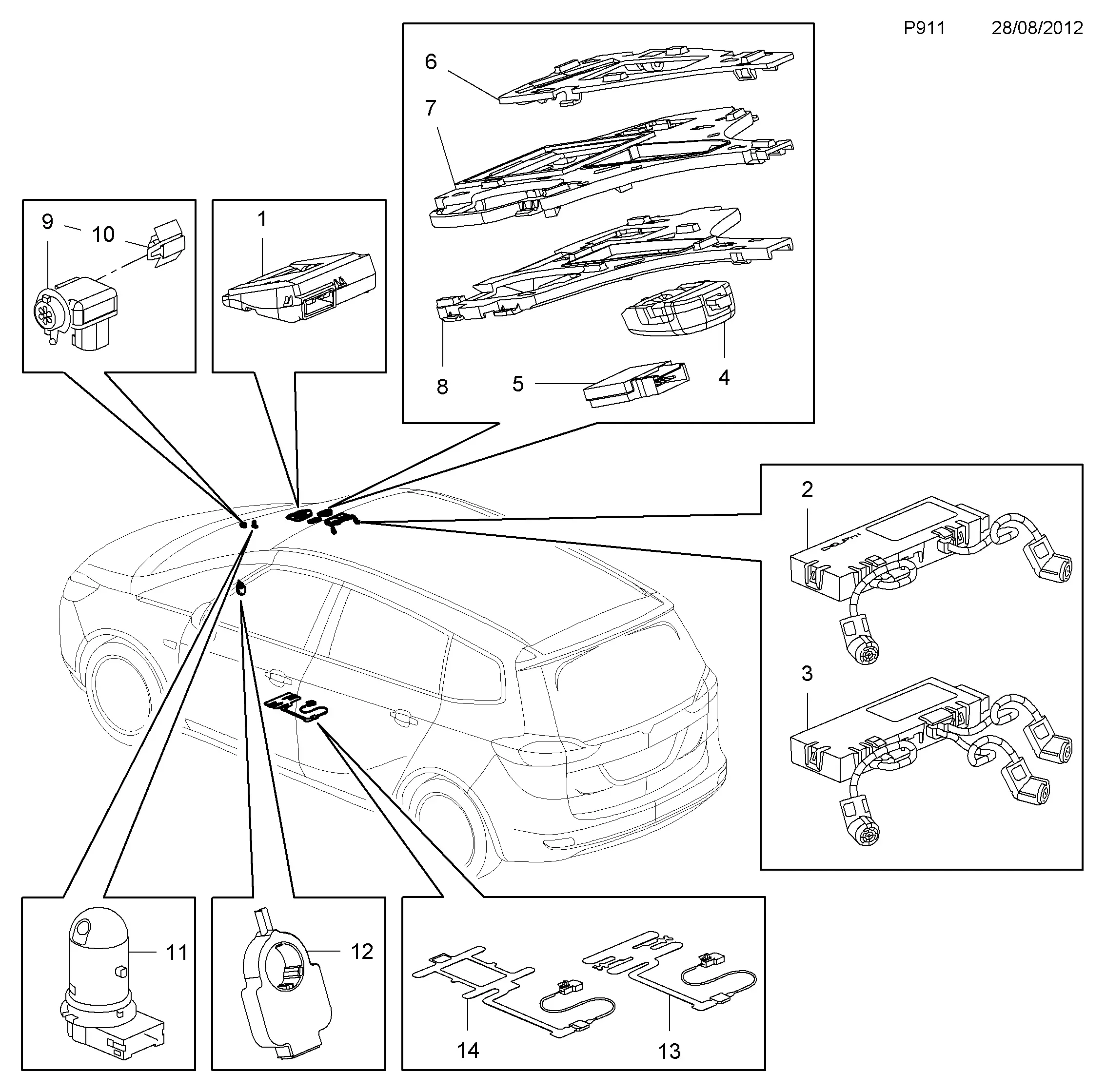 Interior Sensors and Camera diagram