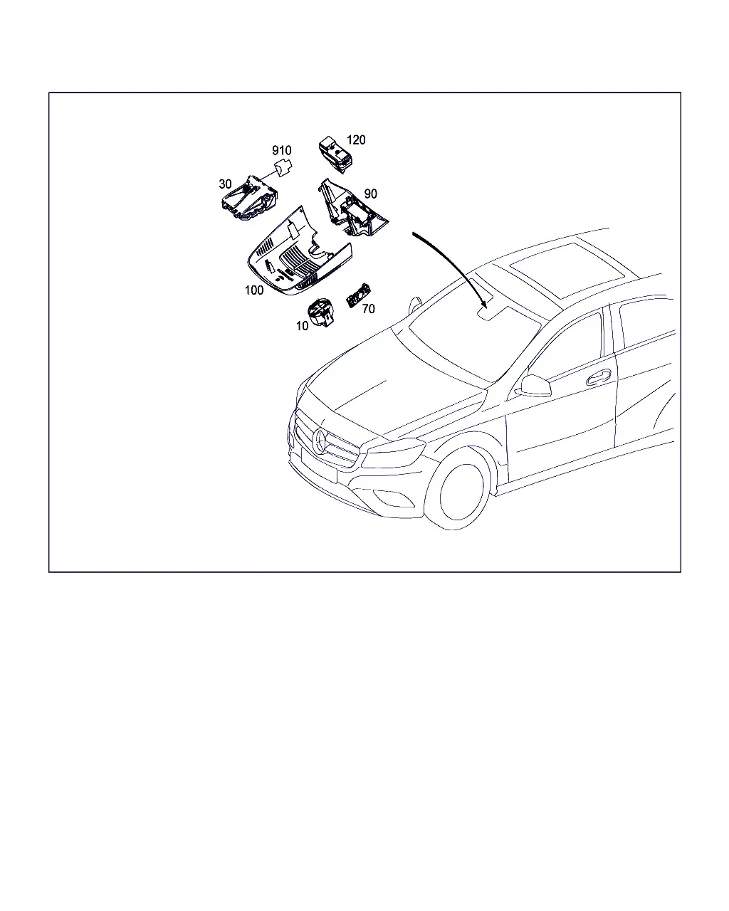 Sensors and Camera Behind Windshield diagram