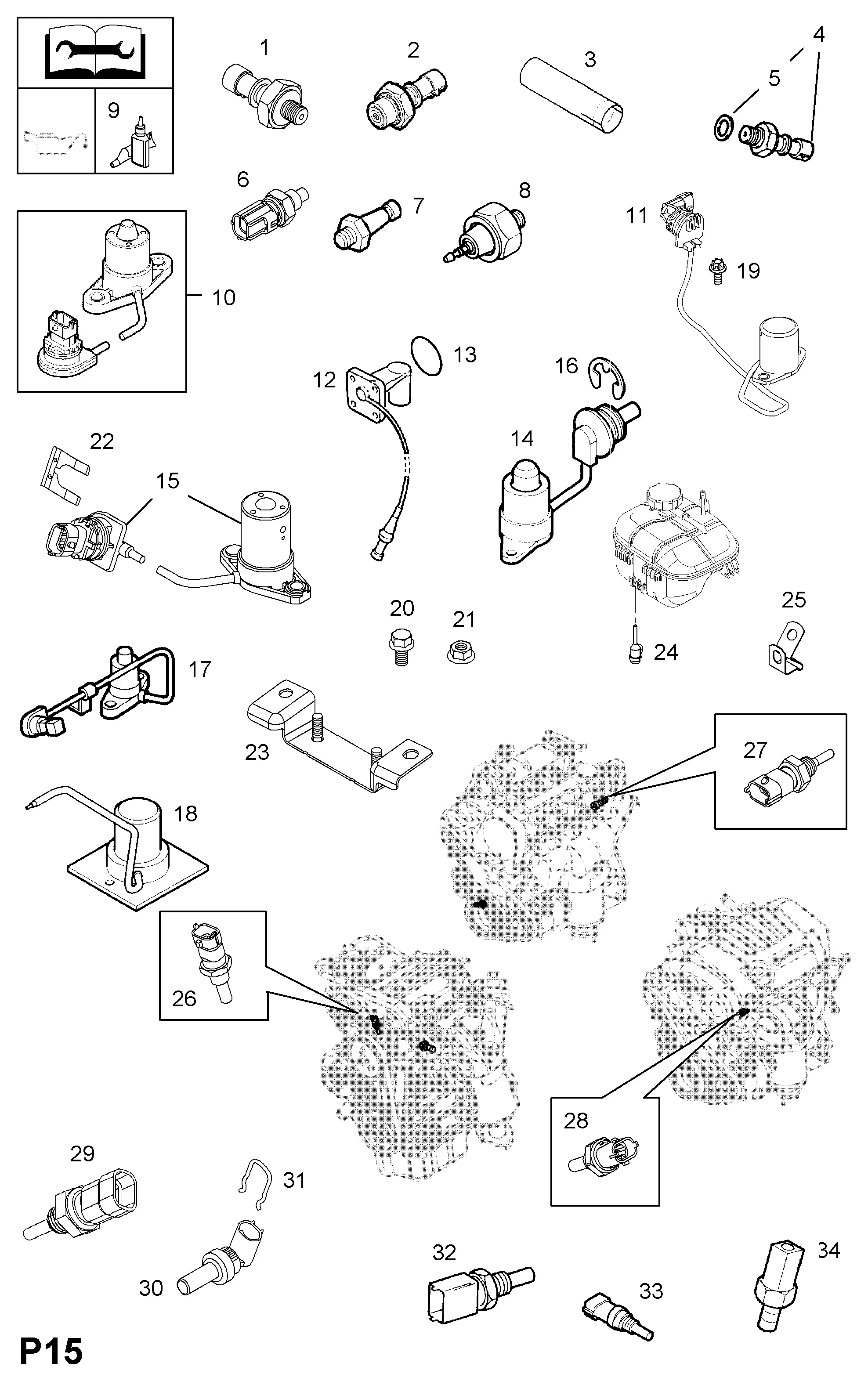 Coolant and Oil Pressure Sensors diagram