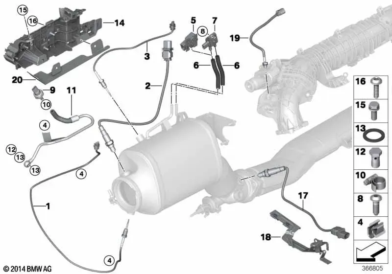 Exhaust system sensors diagram