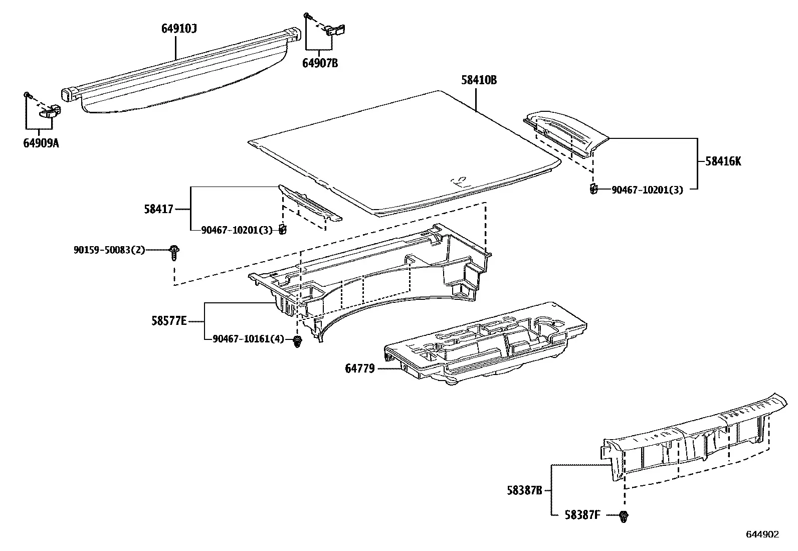 Luggage compartment trim diagram