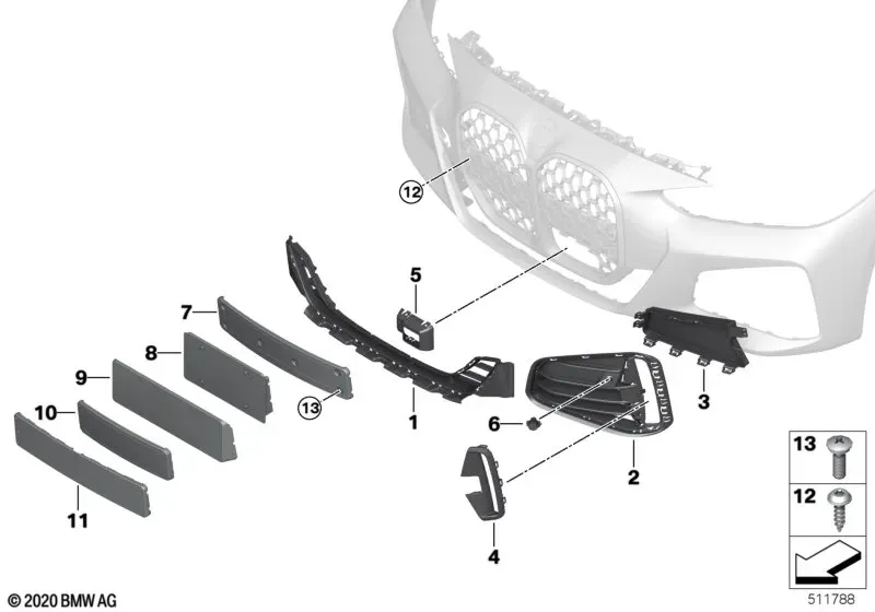 Front bumper decorative elements diagram
