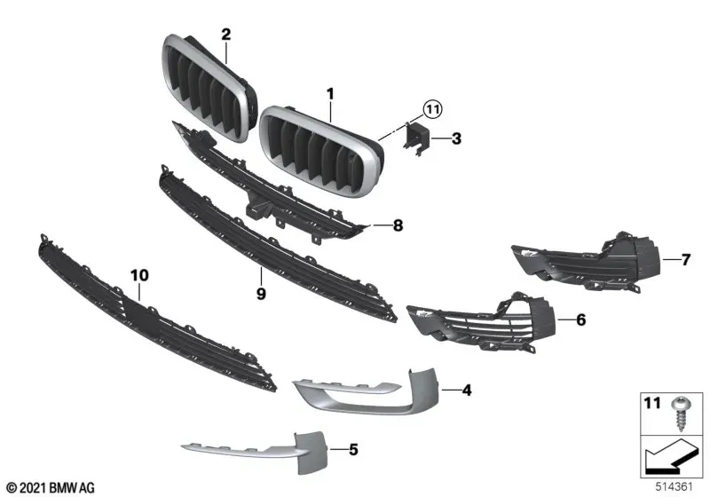 Front Bumper Grilles diagram