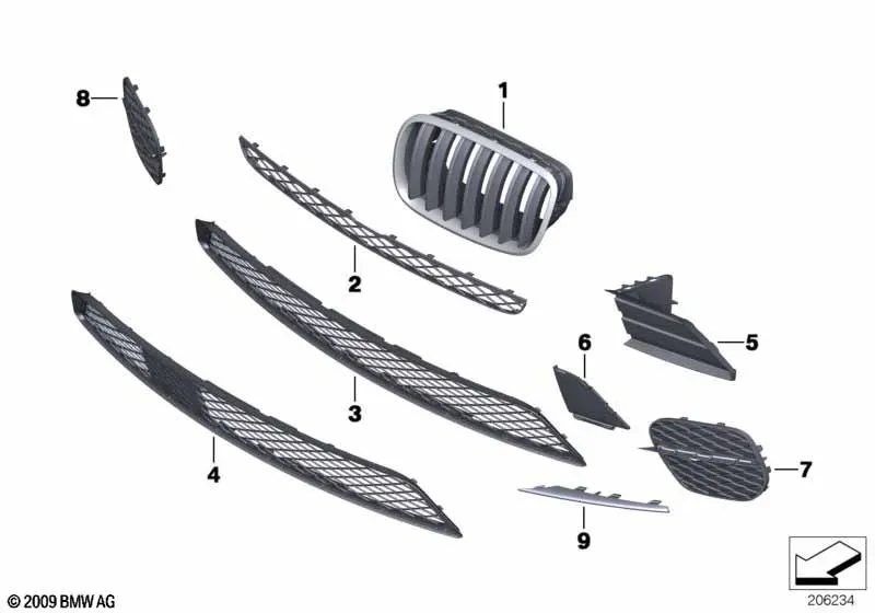 Декоративные решетки переднего бампера diagram