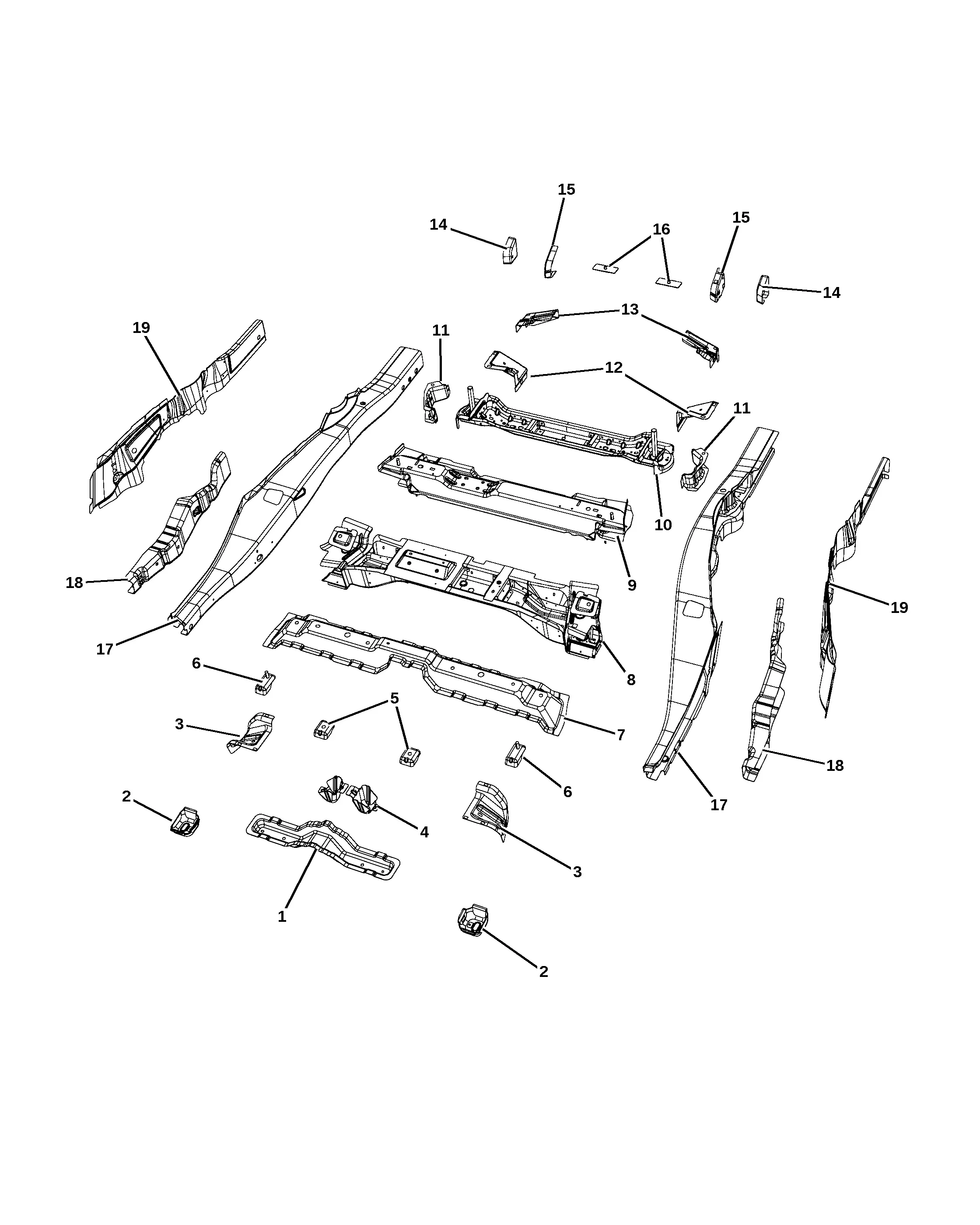 Rear floor panel diagram