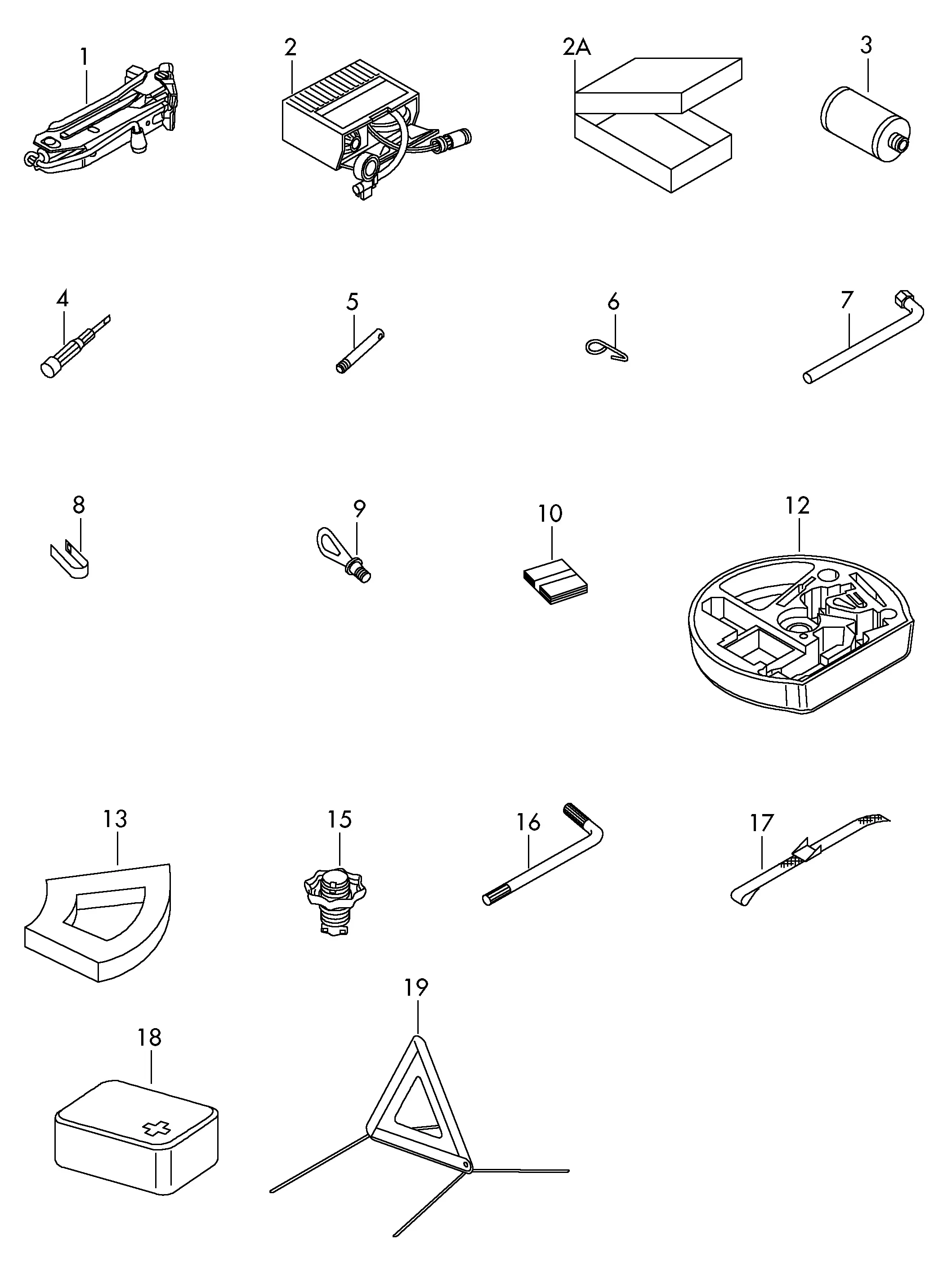 Jack and tool kit diagram
