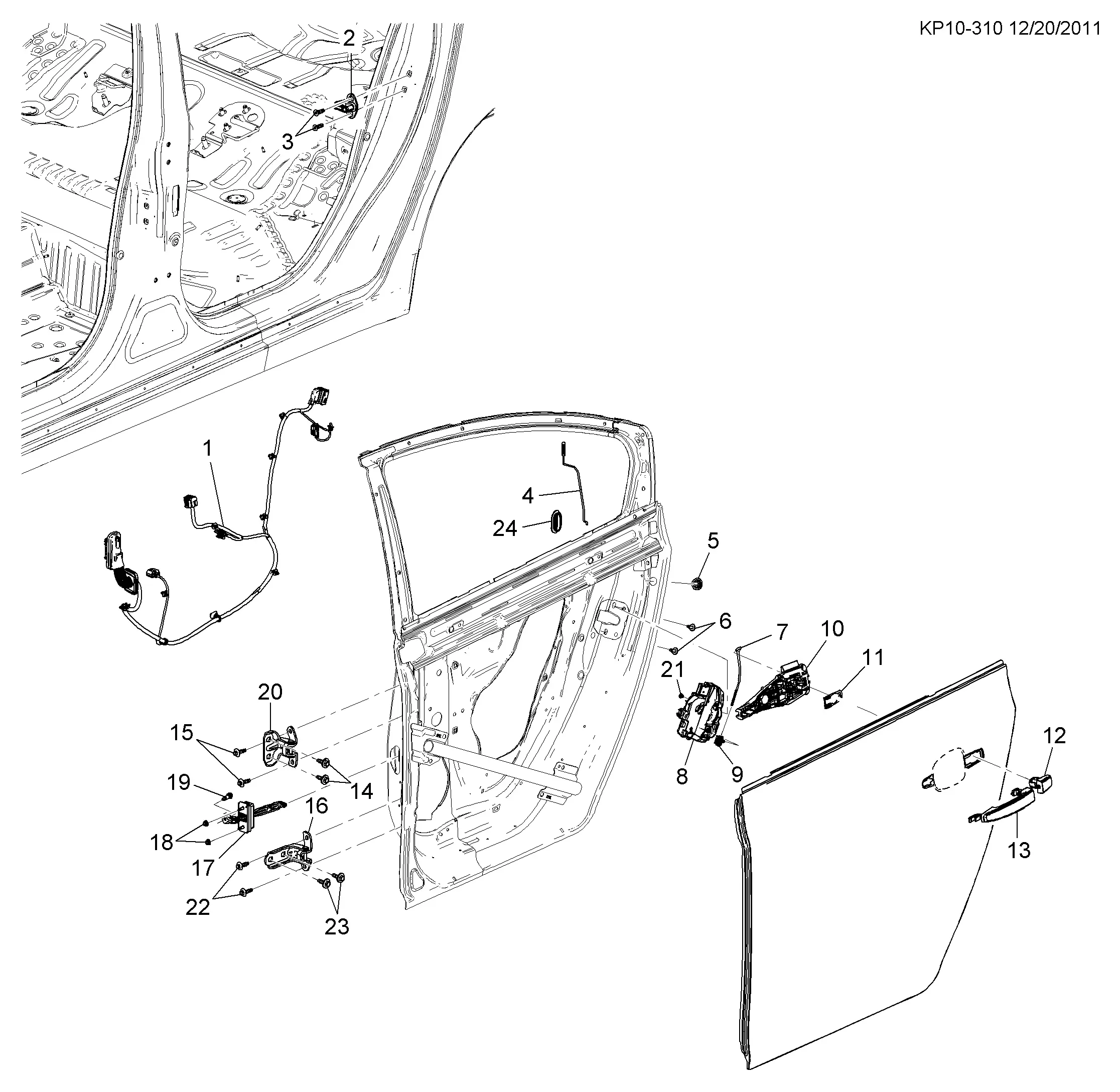 Rear door hardware diagram