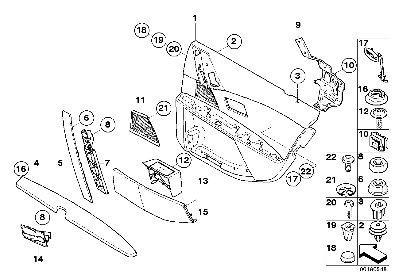Rear door trim panel diagram