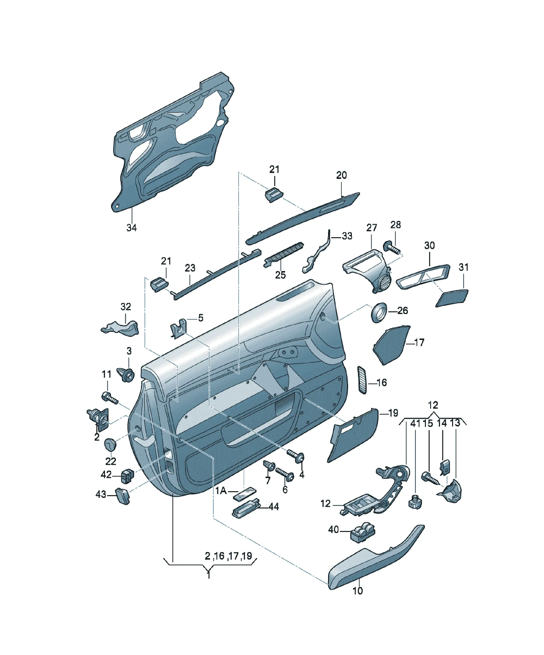 Door trim panel diagram