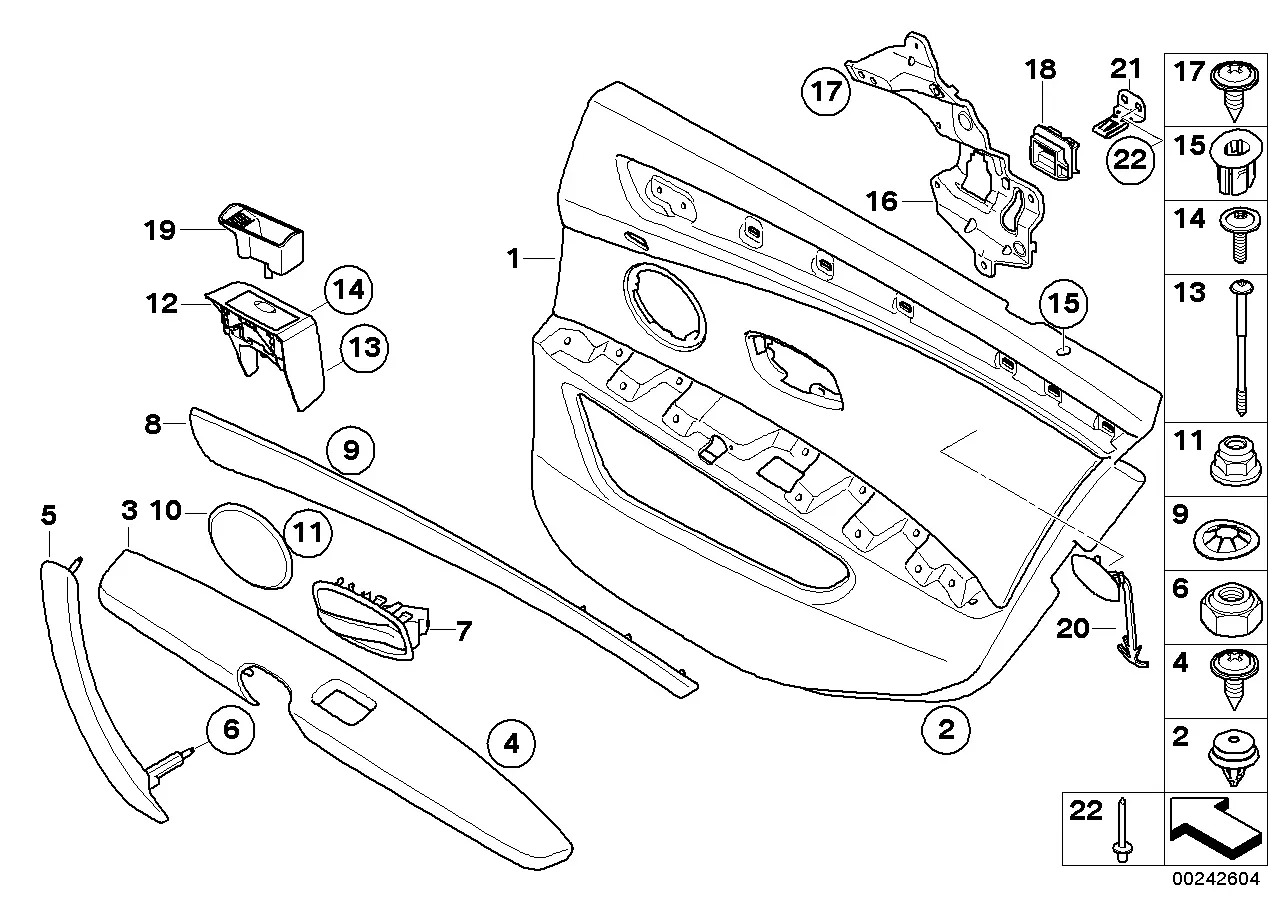 Rear door trim panel diagram