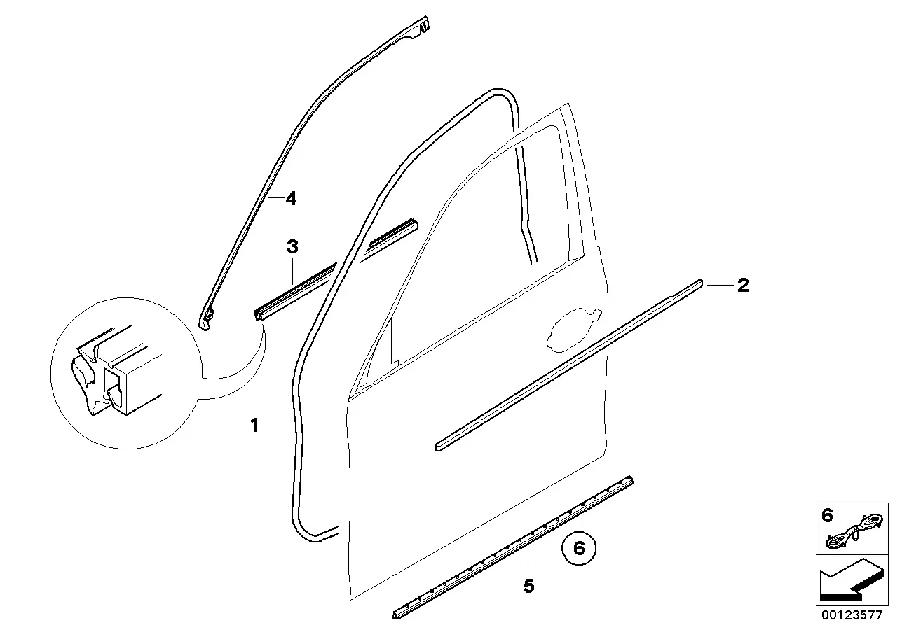 Front door weatherstrip diagram