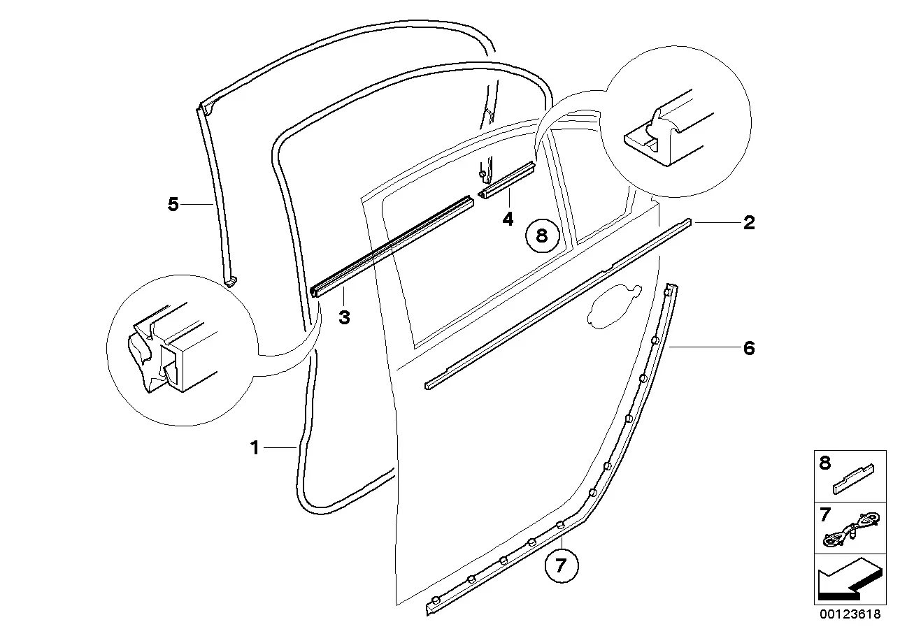 Rear door weatherstrip diagram